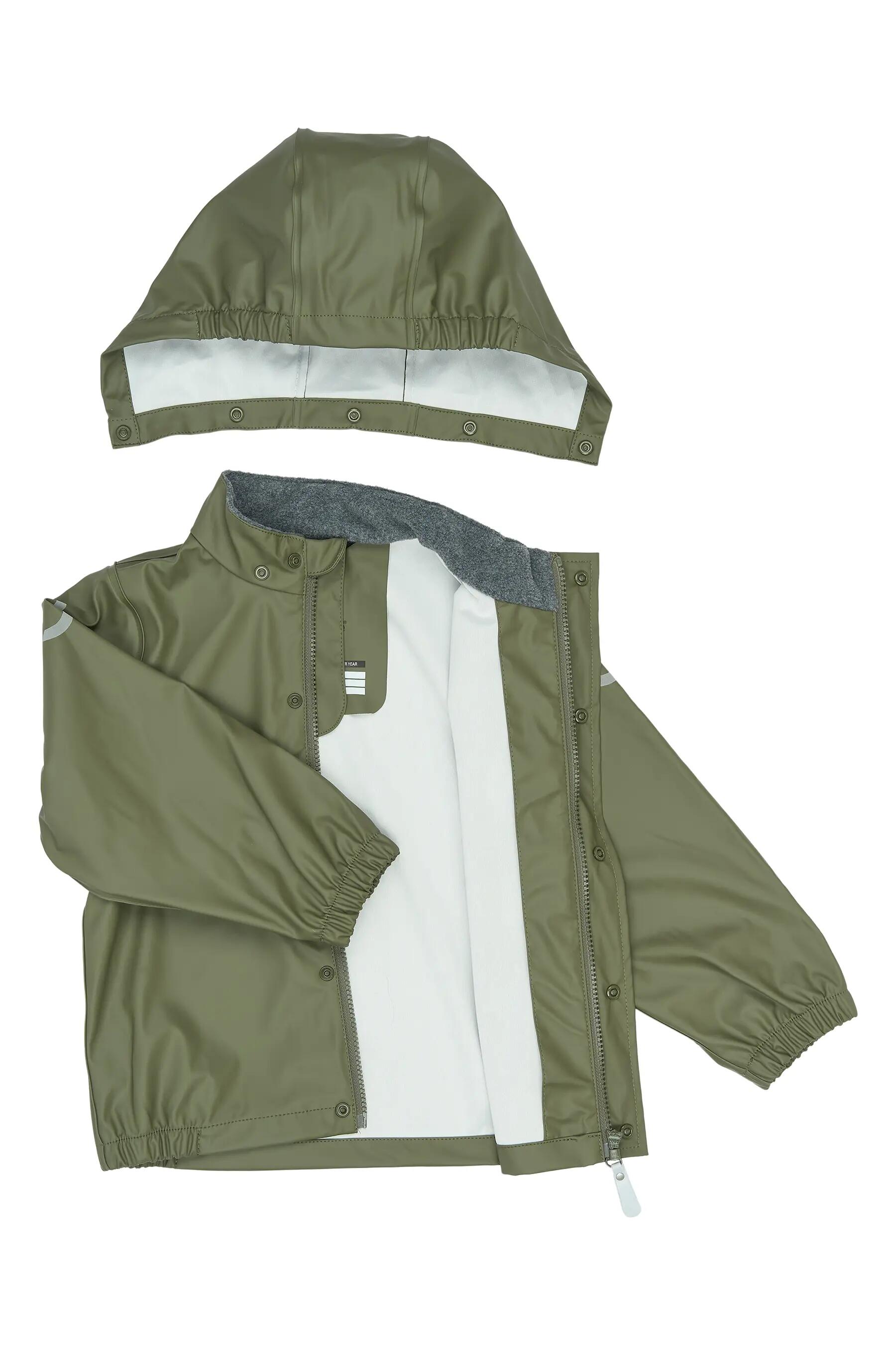 Mikk-line Conjunto de chuva em PU com suspensórios, GRS Dusty Olive 116 4/5