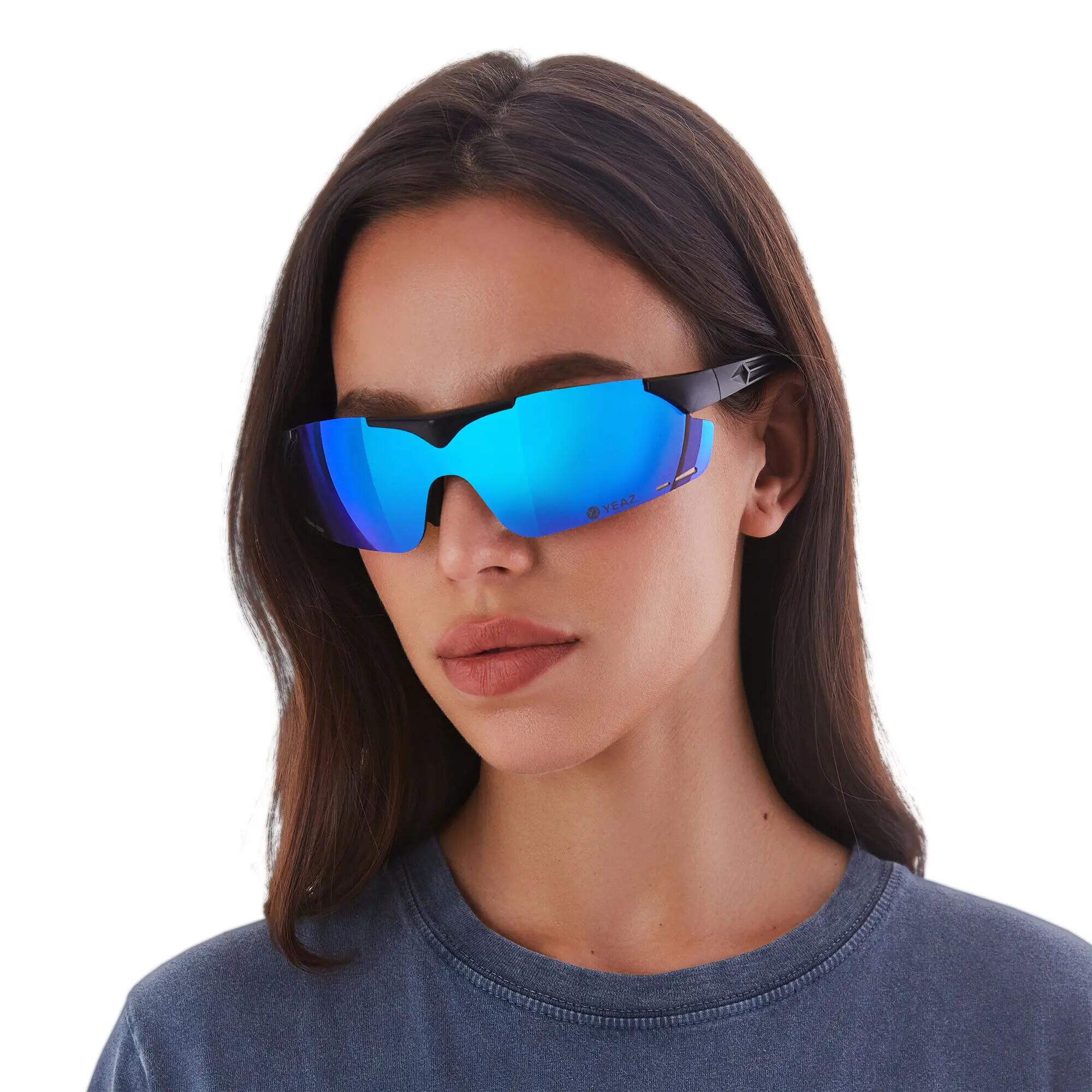 YEAZ Occhiali da sole sportivi Magnet Nero opaco / Blu pieno Revo SUNUP 3/6
