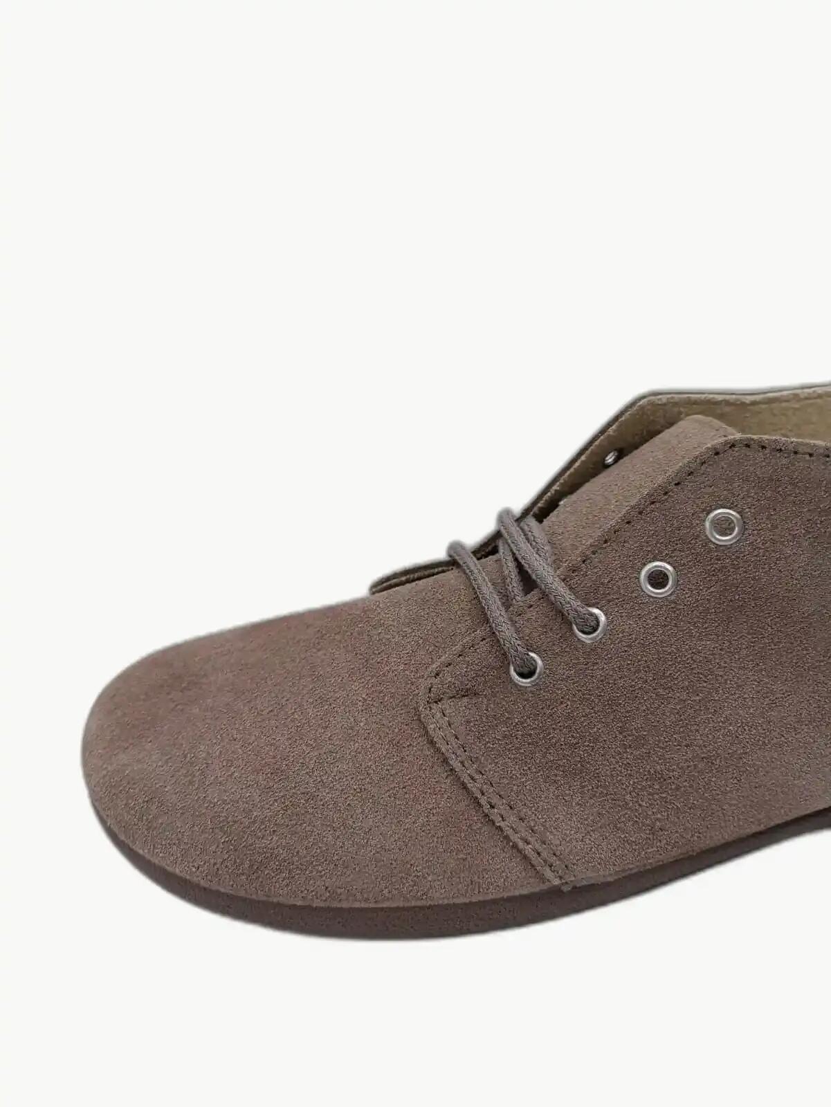 Botín barefoot mujer serraje cordón safari taupe 2/4
