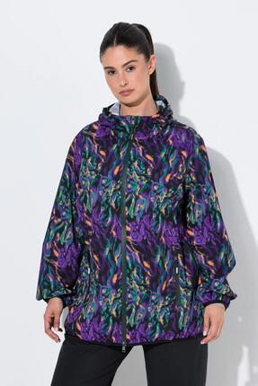 Femme Veste de pluie motif floral capuche et fermeture à glissière à double sens