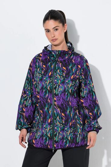 Femme Veste de pluie motif floral capuche et fermeture à glissière à double sens