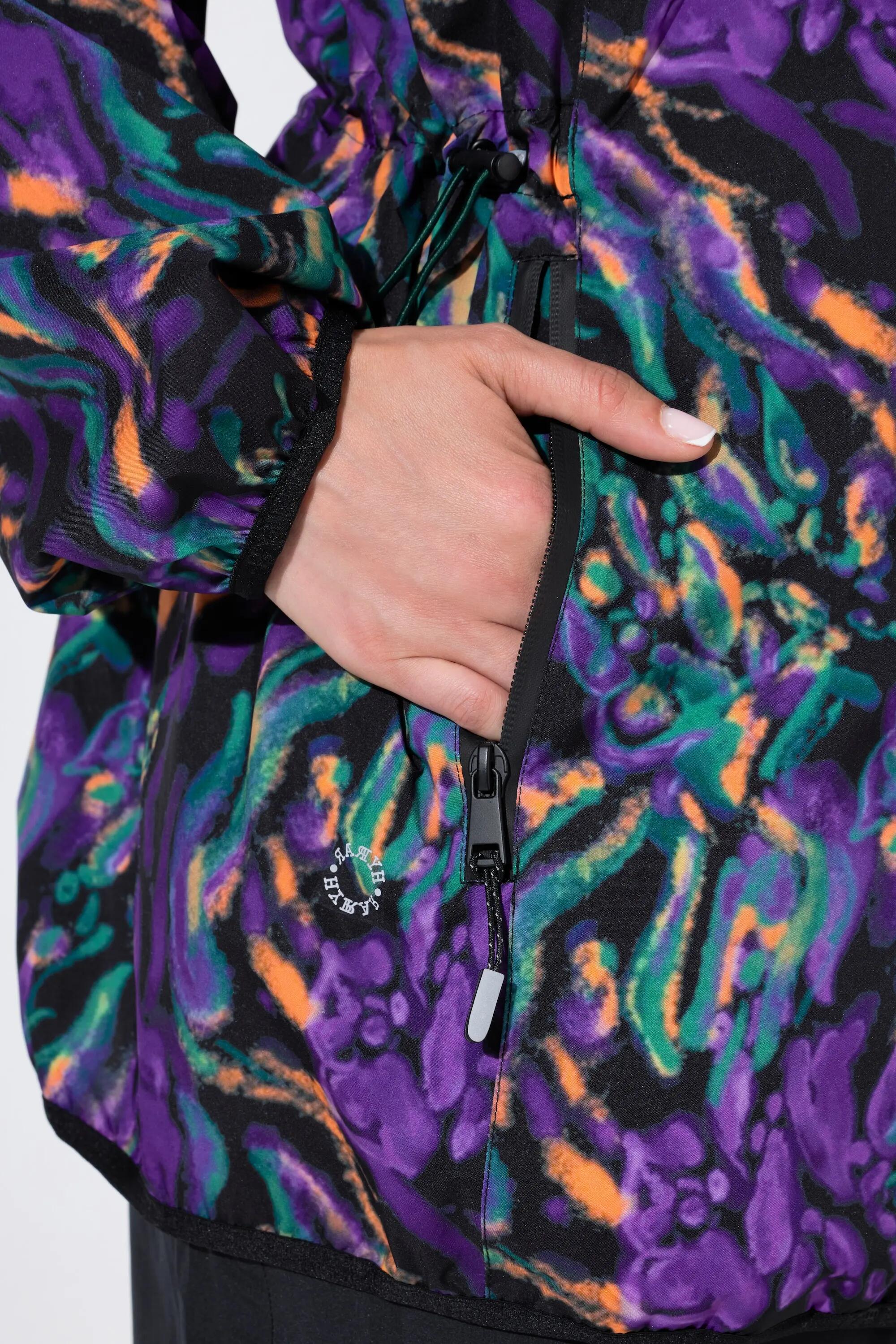 Femme Veste de pluie motif floral capuche et fermeture à glissière à double sens 5/7