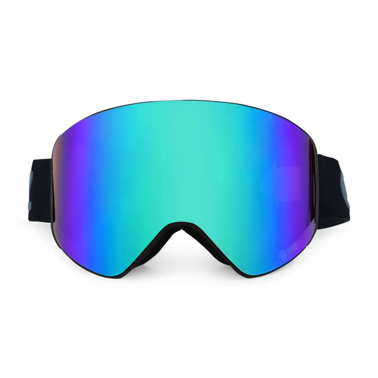 YEAZ Masque de ski/snowboard avec écran aimanté vert / logo gris APEX 5/11
