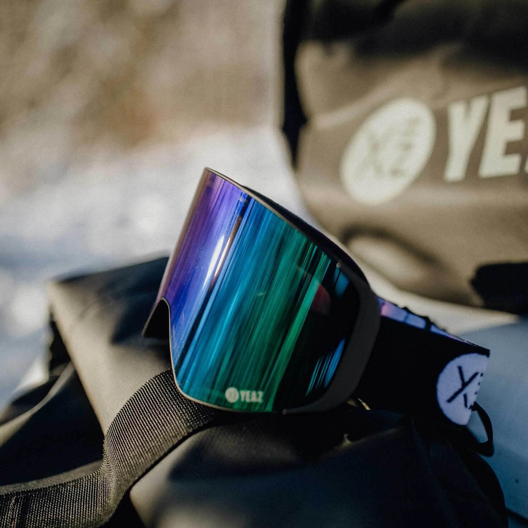 YEAZ Masque de ski/snowboard avec écran aimanté vert / logo gris APEX 4/11