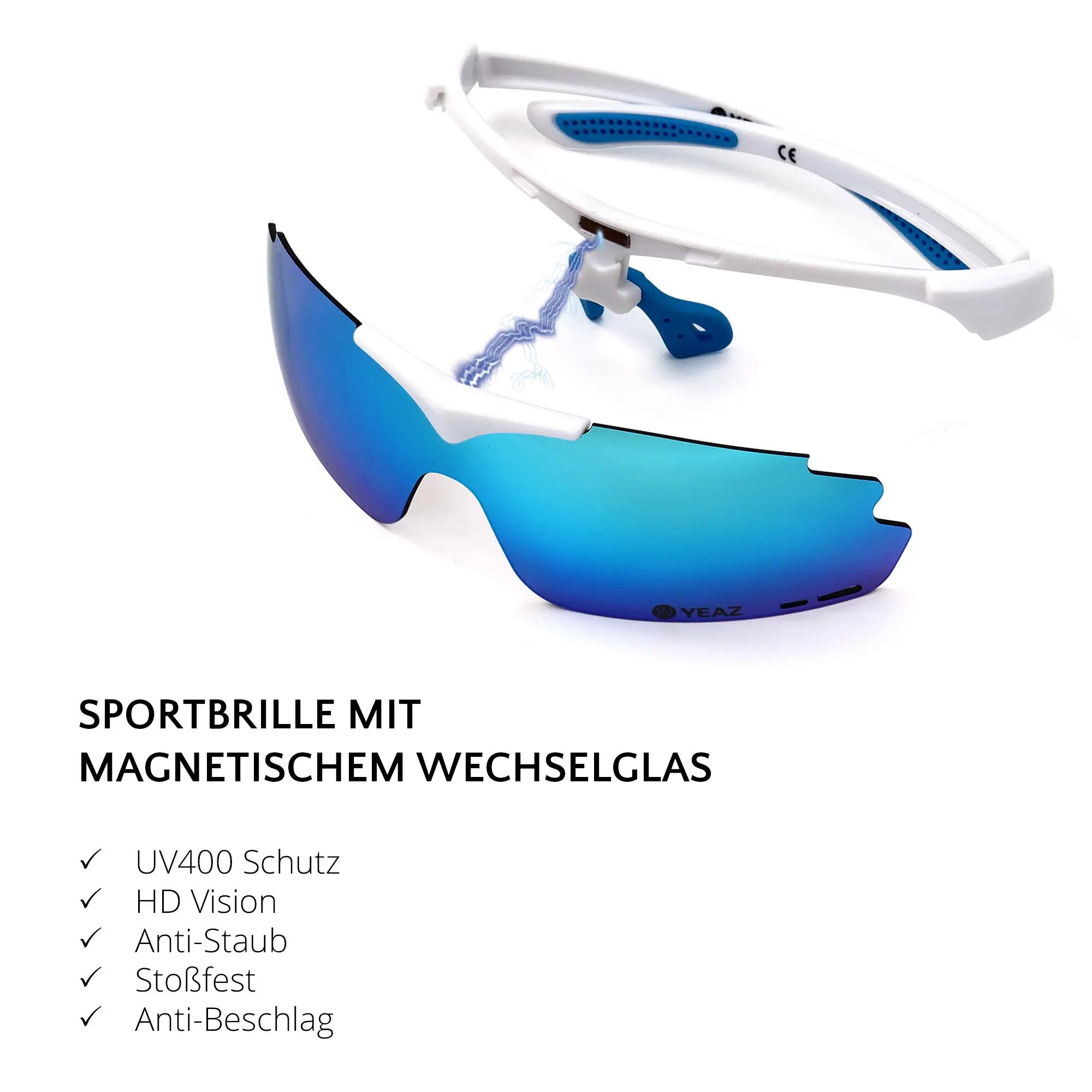 YEAZ Occhiali da sole Magnet Sports Matt White / Full Revo Ice Blue SUNUP 6/6