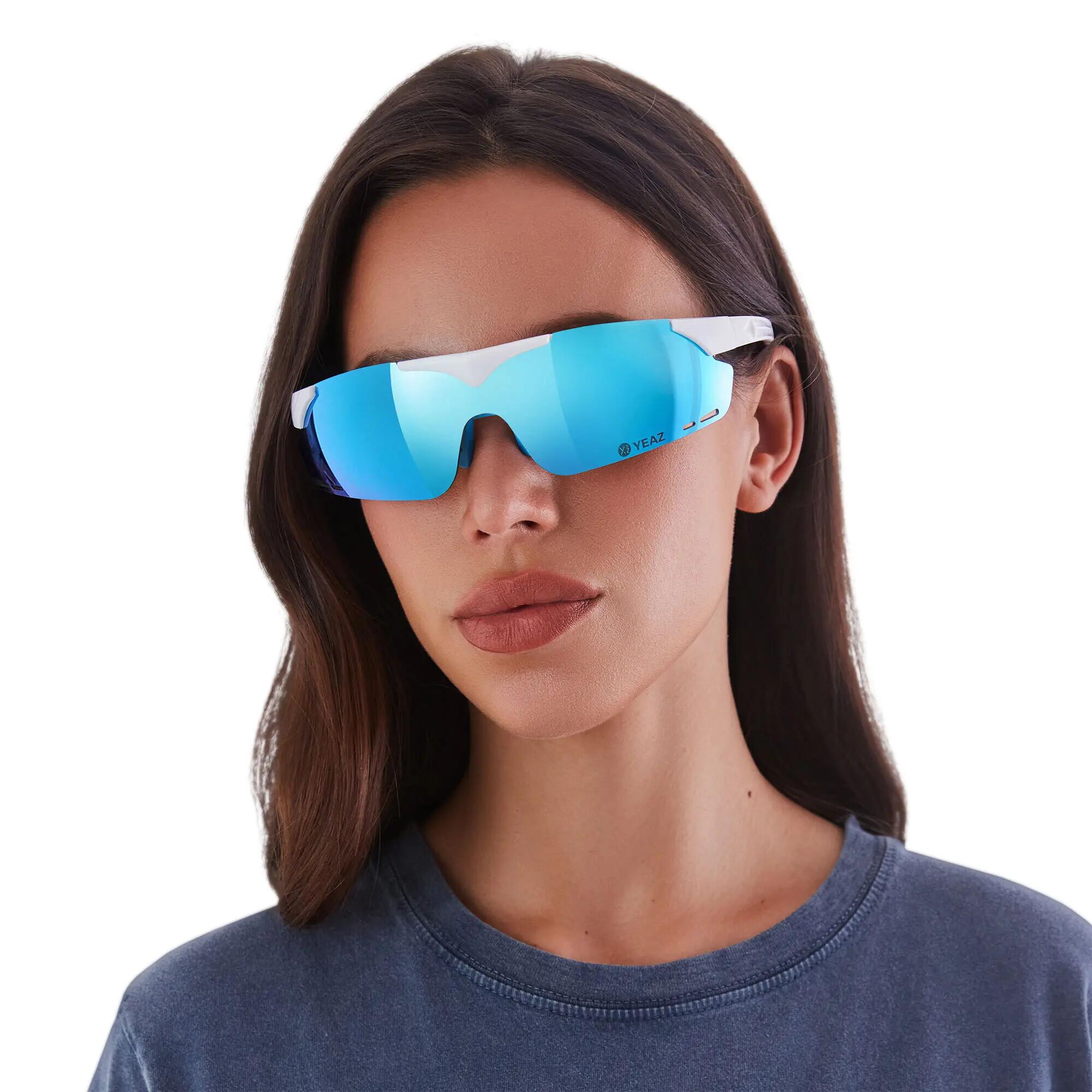 YEAZ Occhiali da sole Magnet Sports Matt White / Full Revo Ice Blue SUNUP 3/6