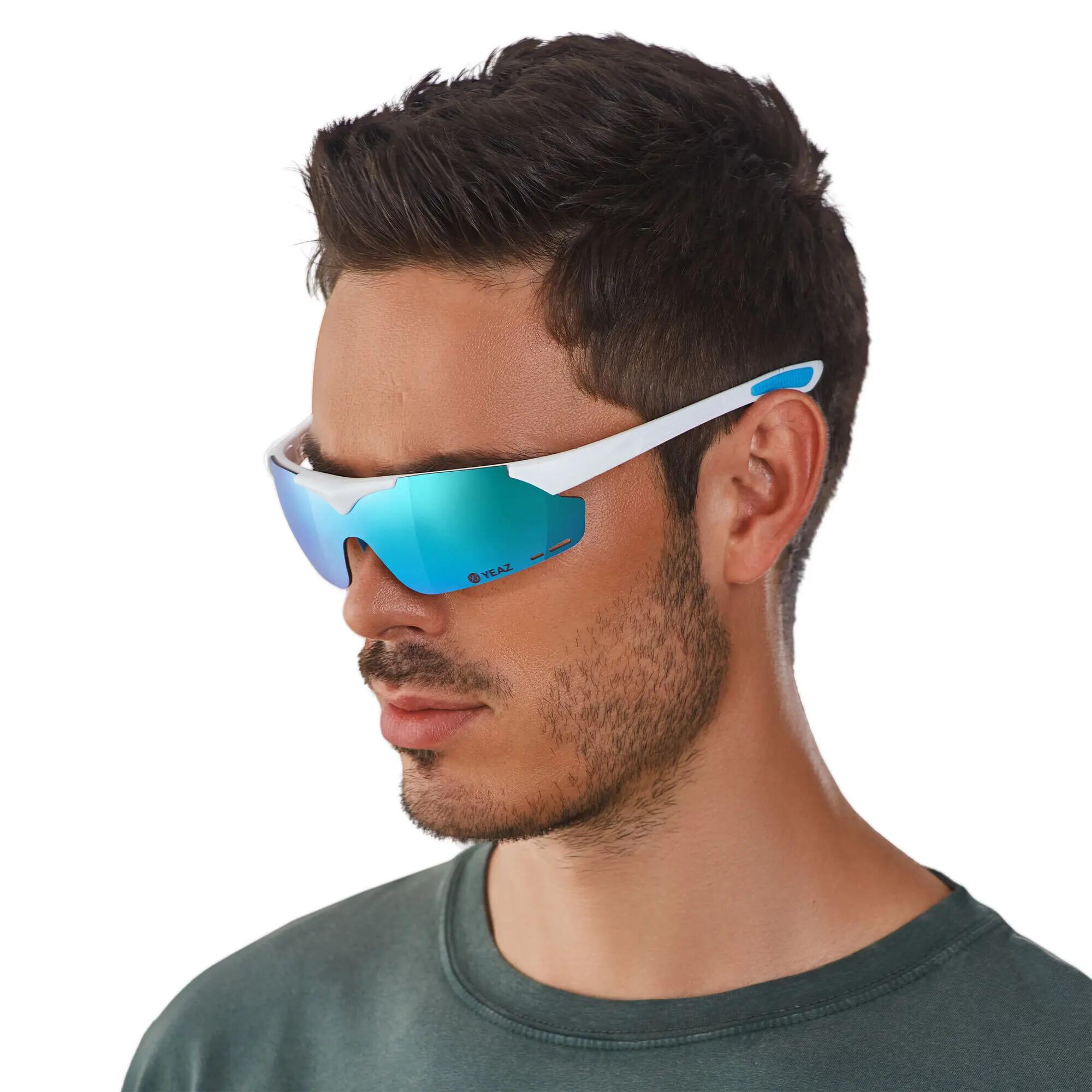YEAZ Occhiali da sole Magnet Sports Matt White / Full Revo Ice Blue SUNUP 2/6