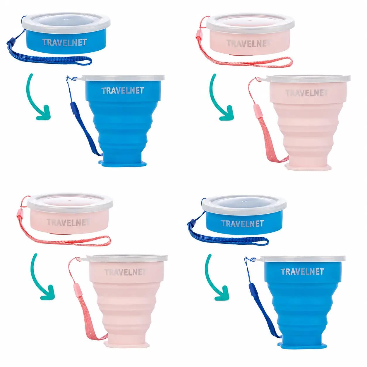 Travelnet Fun Family Opvouwbare Siliconen Bekerset - Set van 4 7/7