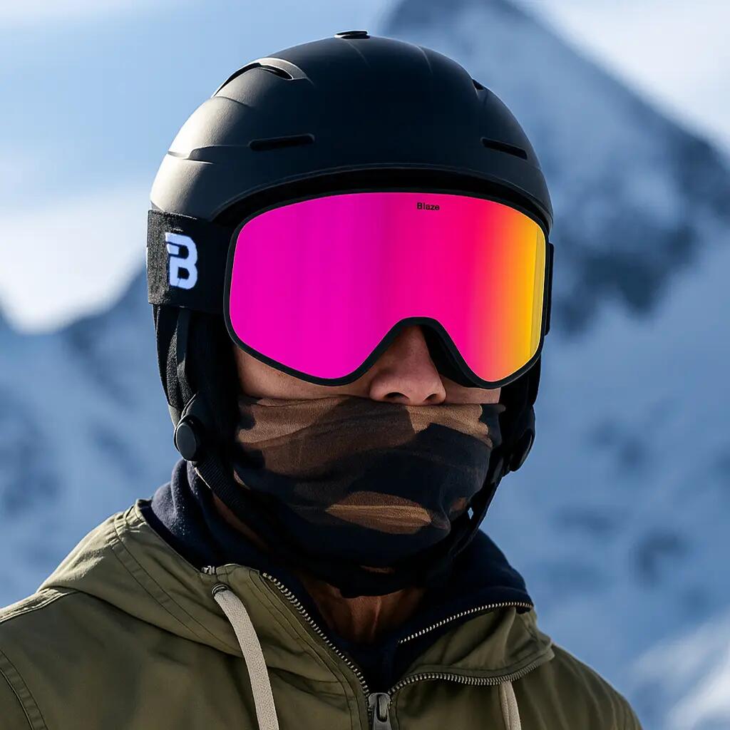 Unisex Wintersport Skibril Blaze Sunset Roze Cilindrisch 3/7