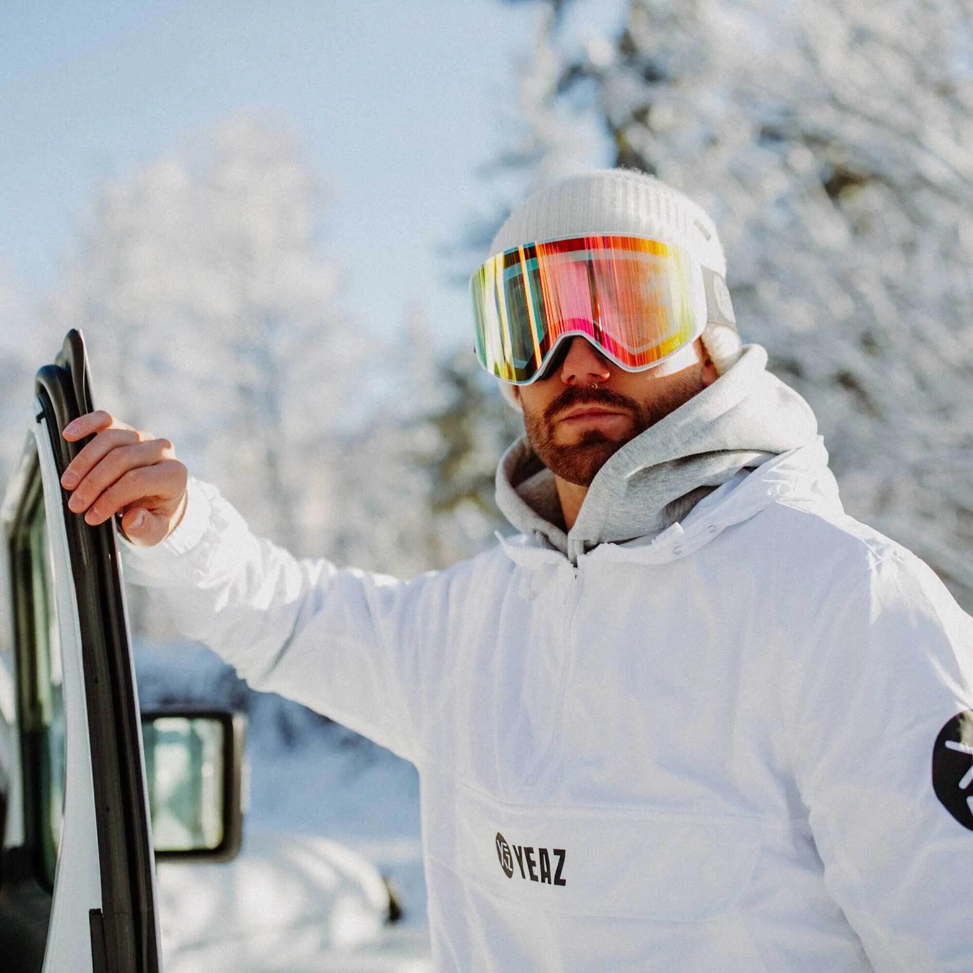 YEAZ Occhiali da sci snowboard Magnet rosa a specchio/bianco APEX 4/12
