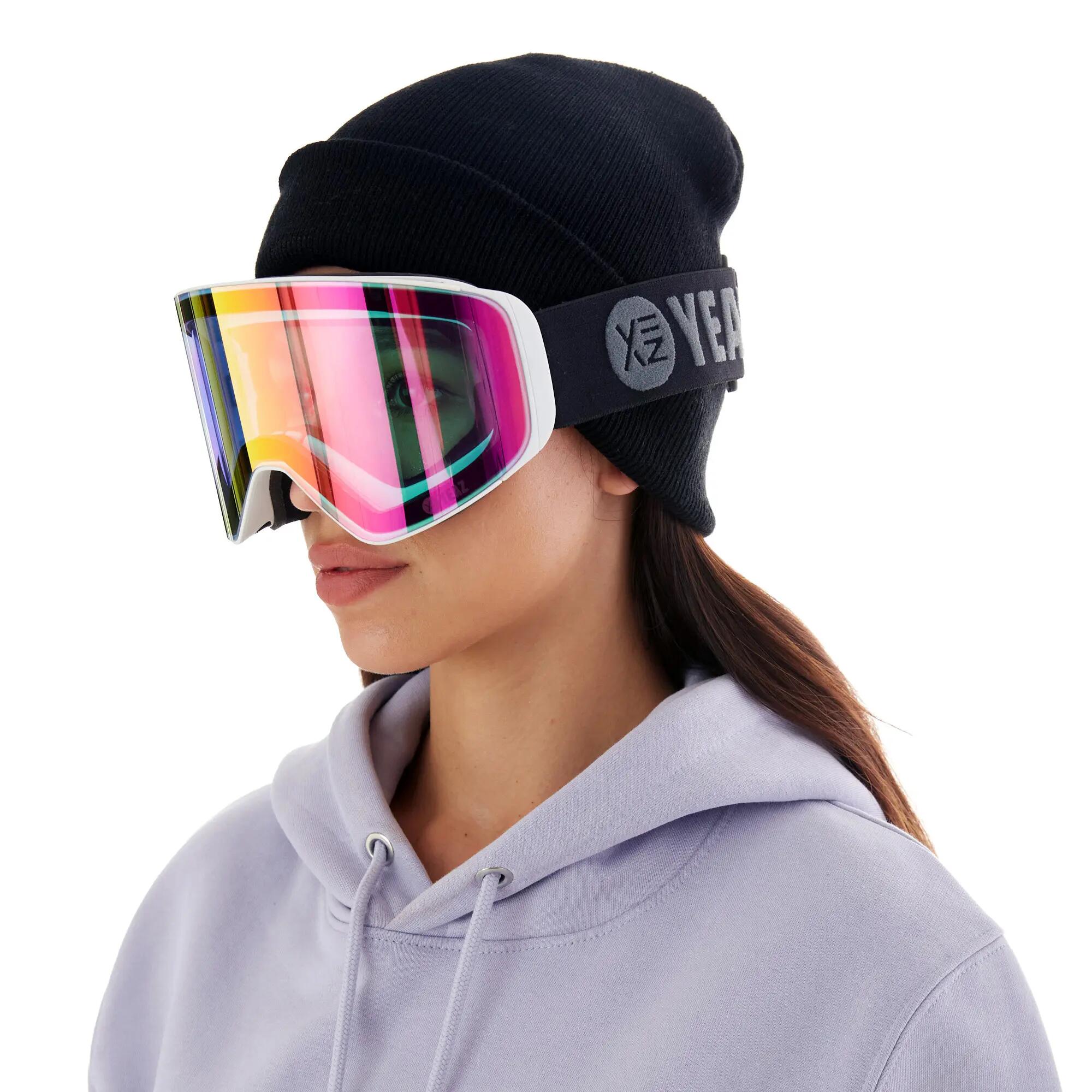 YEAZ Occhiali da sci snowboard Magnet rosa a specchio/bianco APEX 3/12