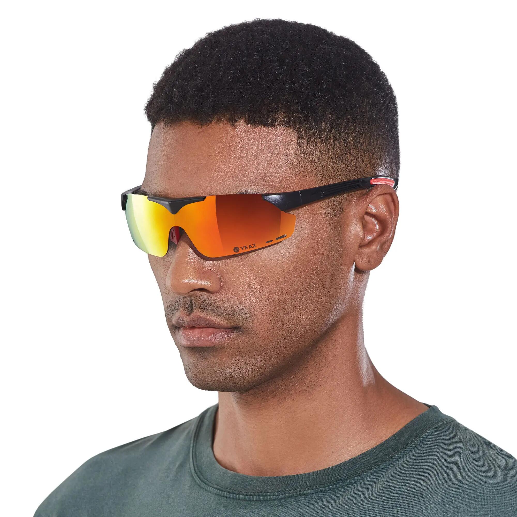 YEAZ Set di occhiali da sole sportivi Magnet Nero opaco / Rosso pieno Revo SUNUP 2/6