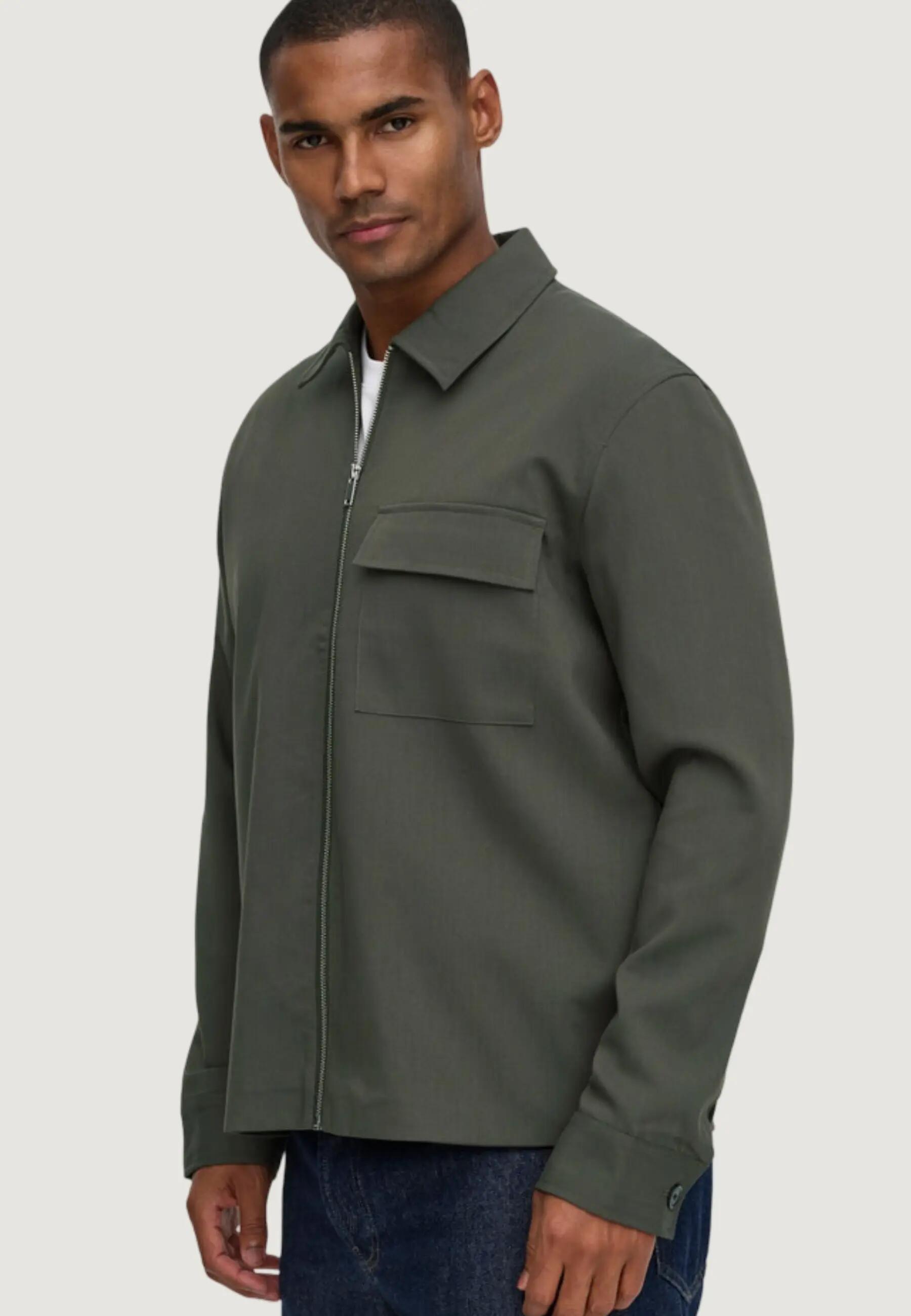 Jas Onswill Reg 0292 Zip Overshirt Frml Noos HEREN Olijfgroen 5/5