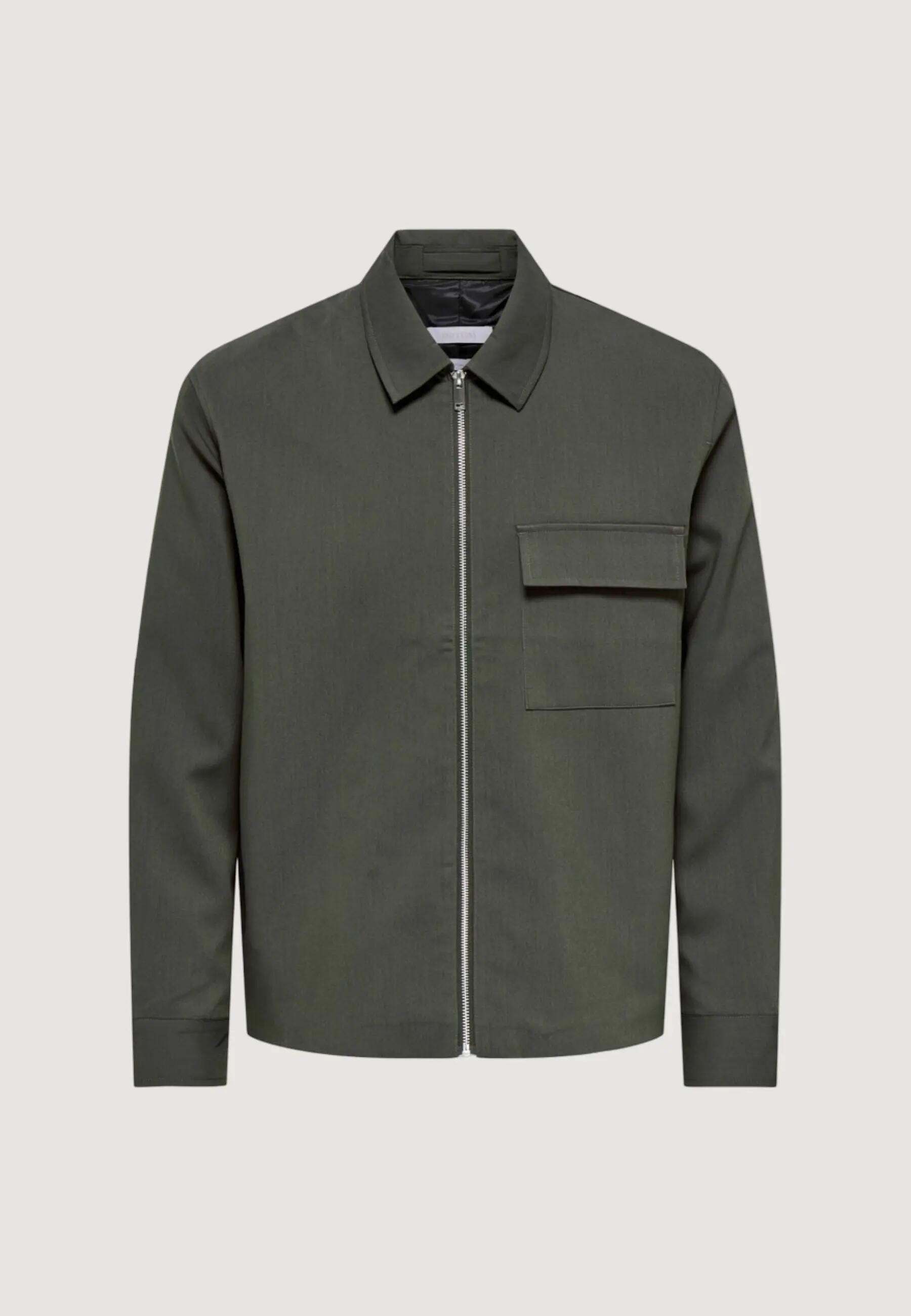 Jas Onswill Reg 0292 Zip Overshirt Frml Noos HEREN Olijfgroen 2/5