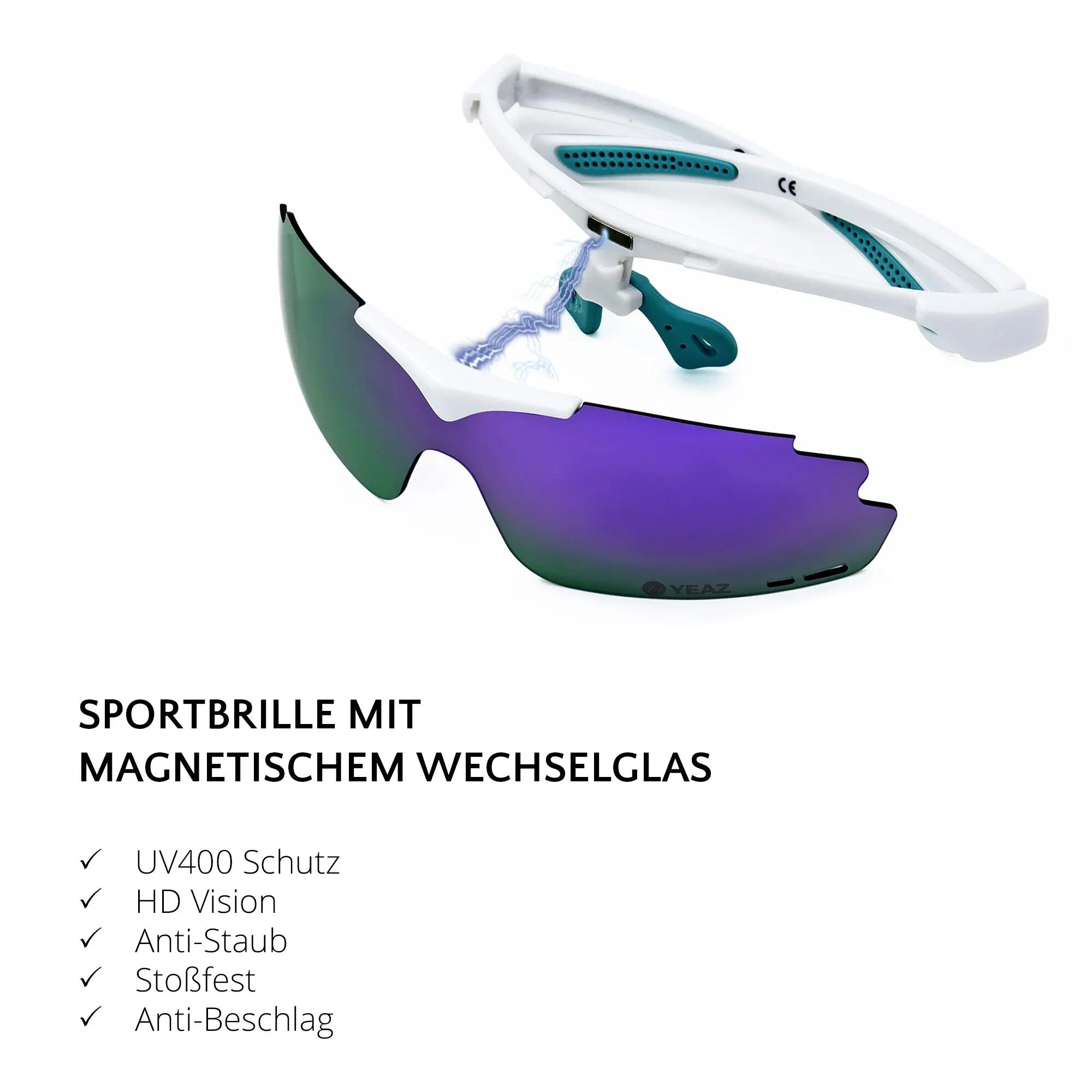 YEAZ Occhiali da sole sportivi Magnet Matt White / Full Revo Purple SUNUP 5/5
