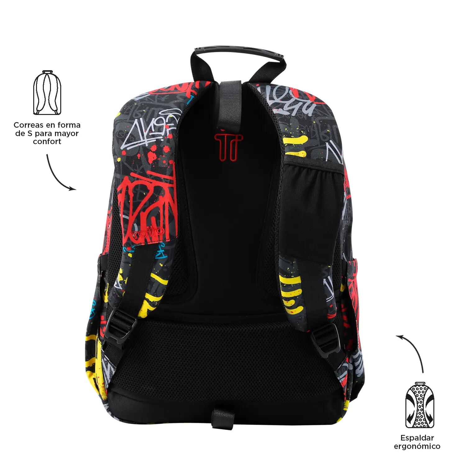 Totto Mochila escolar Acuareles adaptable a carro Grafil Poliéster 33 x 44 x 14 3/5