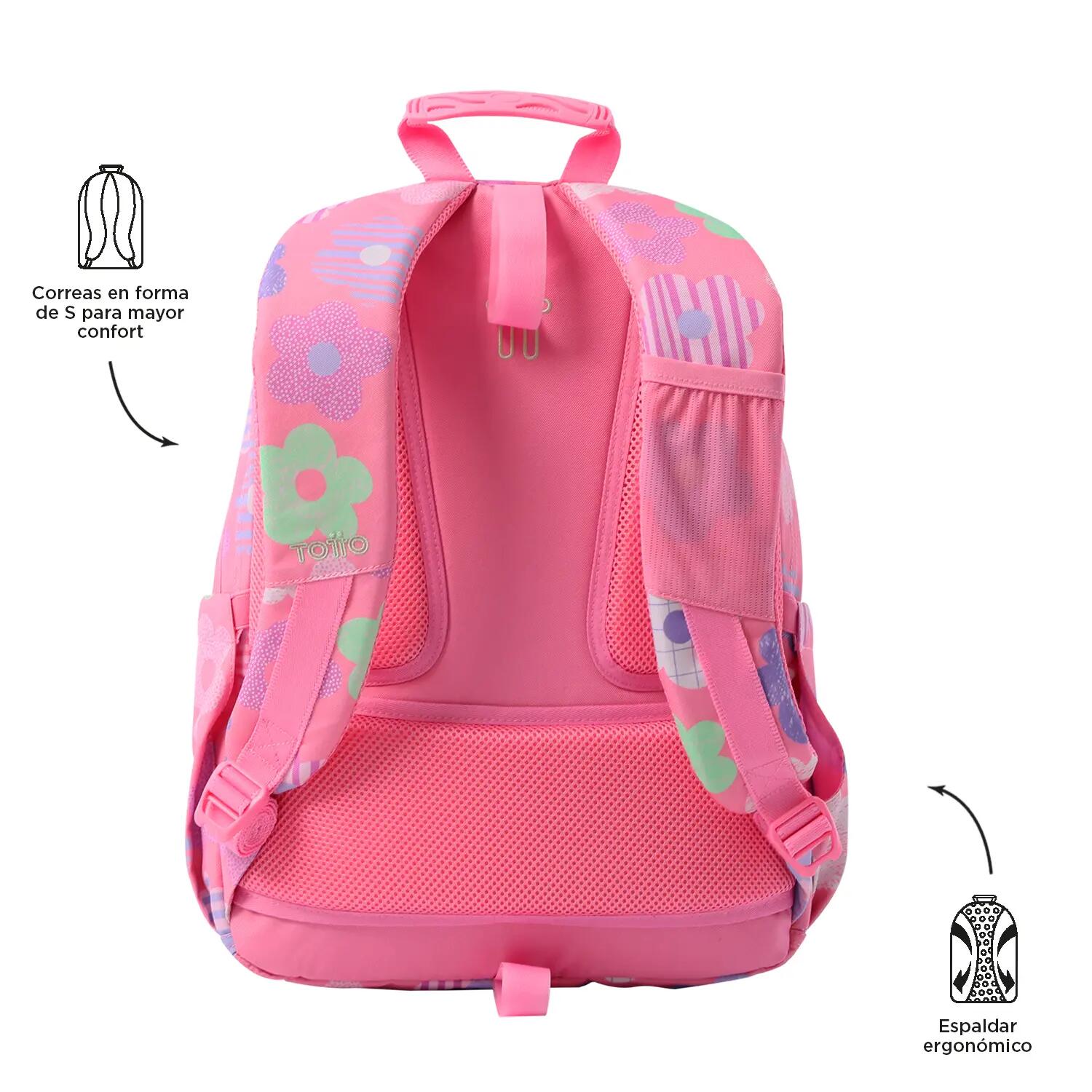 Totto Mochila escolar Acuareles adaptable a carro Margaly Poliéster 33 x44 x14 3/5