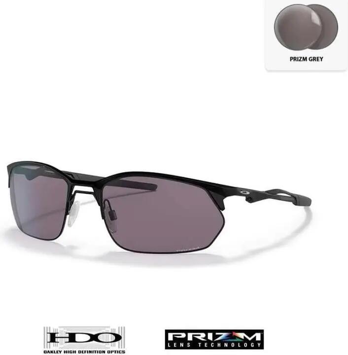 Oakley Rectangle Mens Satin Black Prizm Grey Sunglasses 13/14