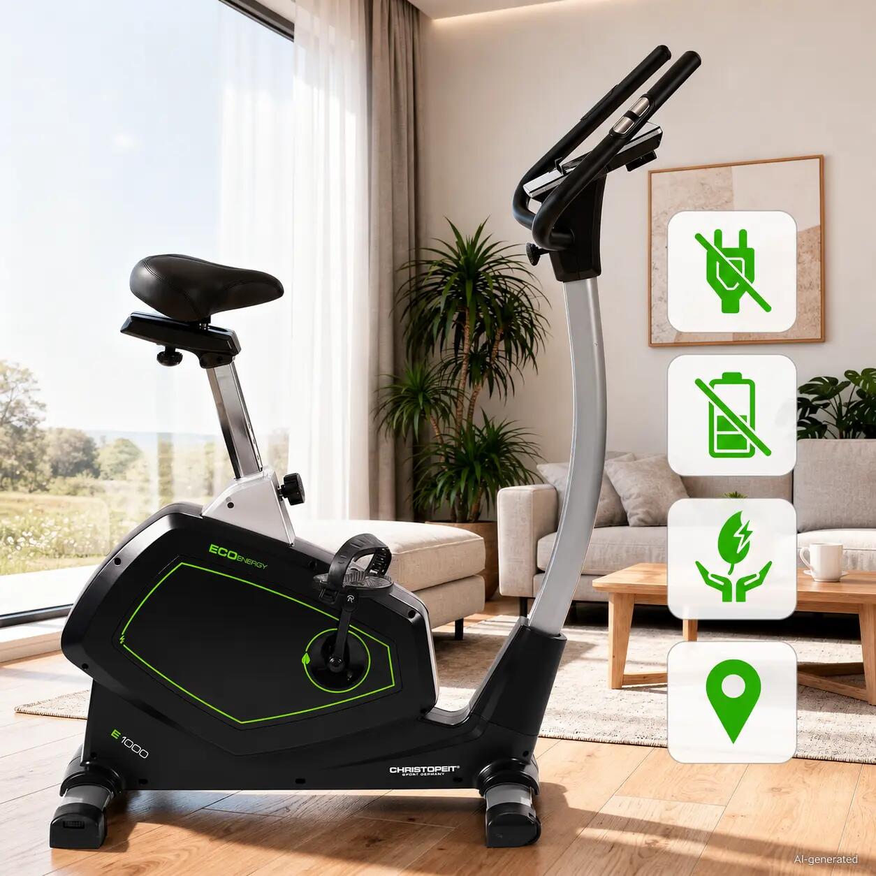 Vélo d'appartement Selfpowered - autopropulsé - tapis de sol inclus - ECO 1000 3/9
