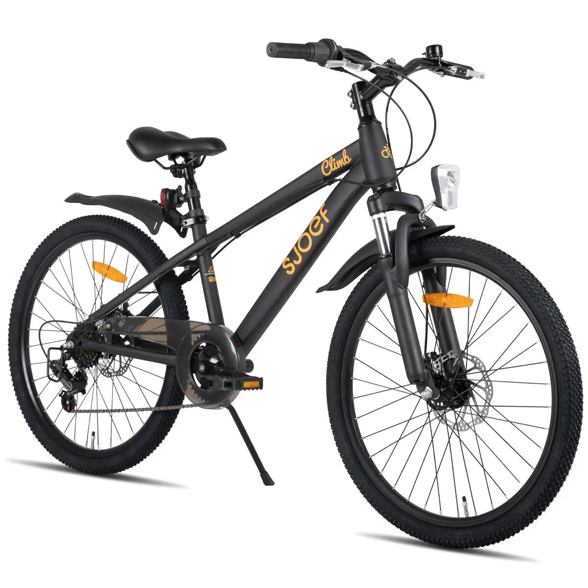 Climb Mountainbike Jongens 24 inch - 8-12 Jaar - 6V & Schijfrem – Zwart 2/8