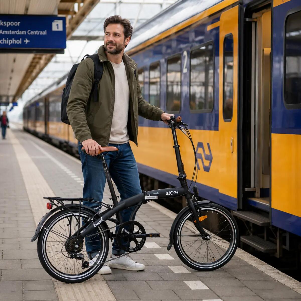 Travel Vouwfiets 20 inch - 6 Versnellingen & In- en Uitklapbaar - Zwart 3/12