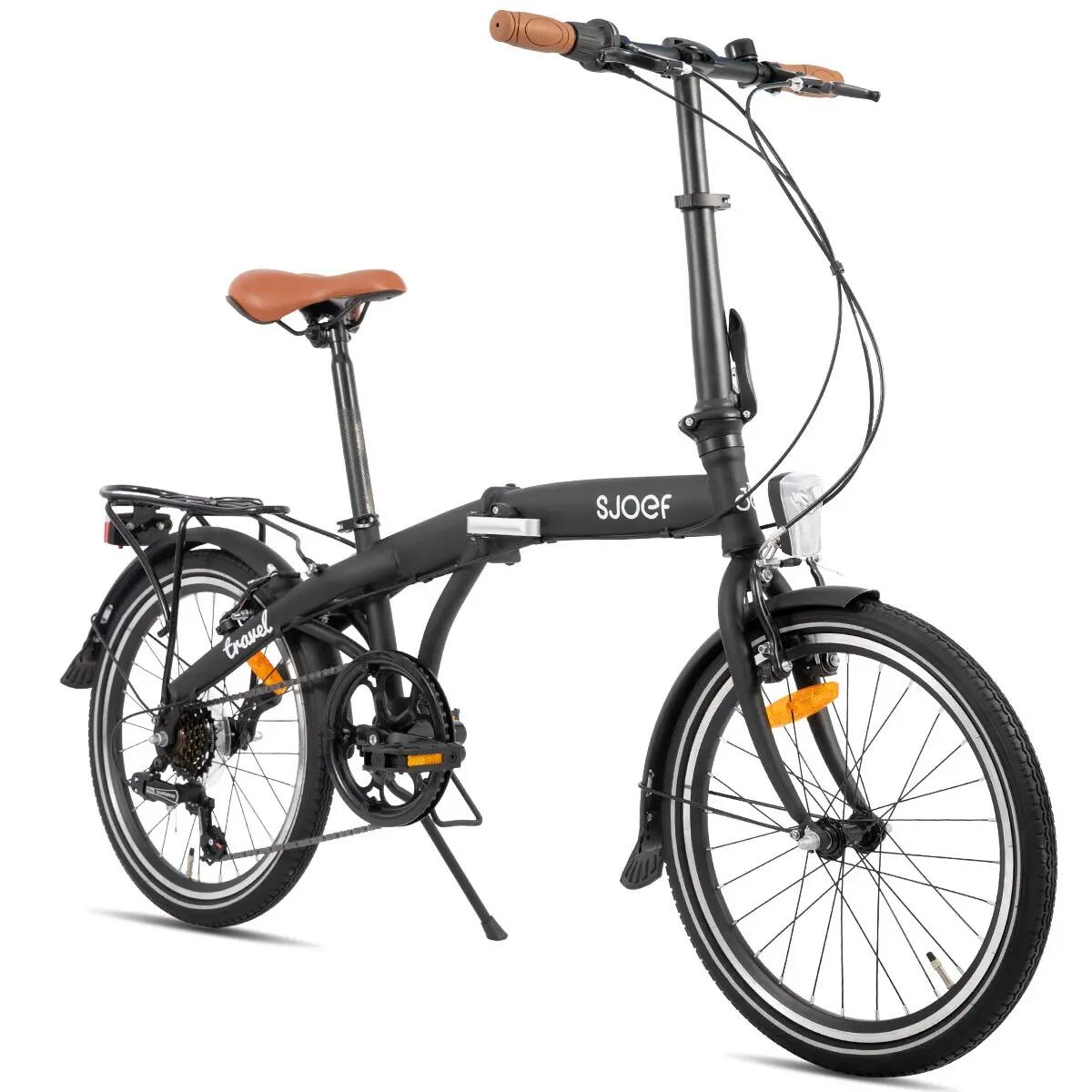 Travel Vouwfiets 20 inch - 6 Versnellingen & In- en Uitklapbaar - Zwart 2/12
