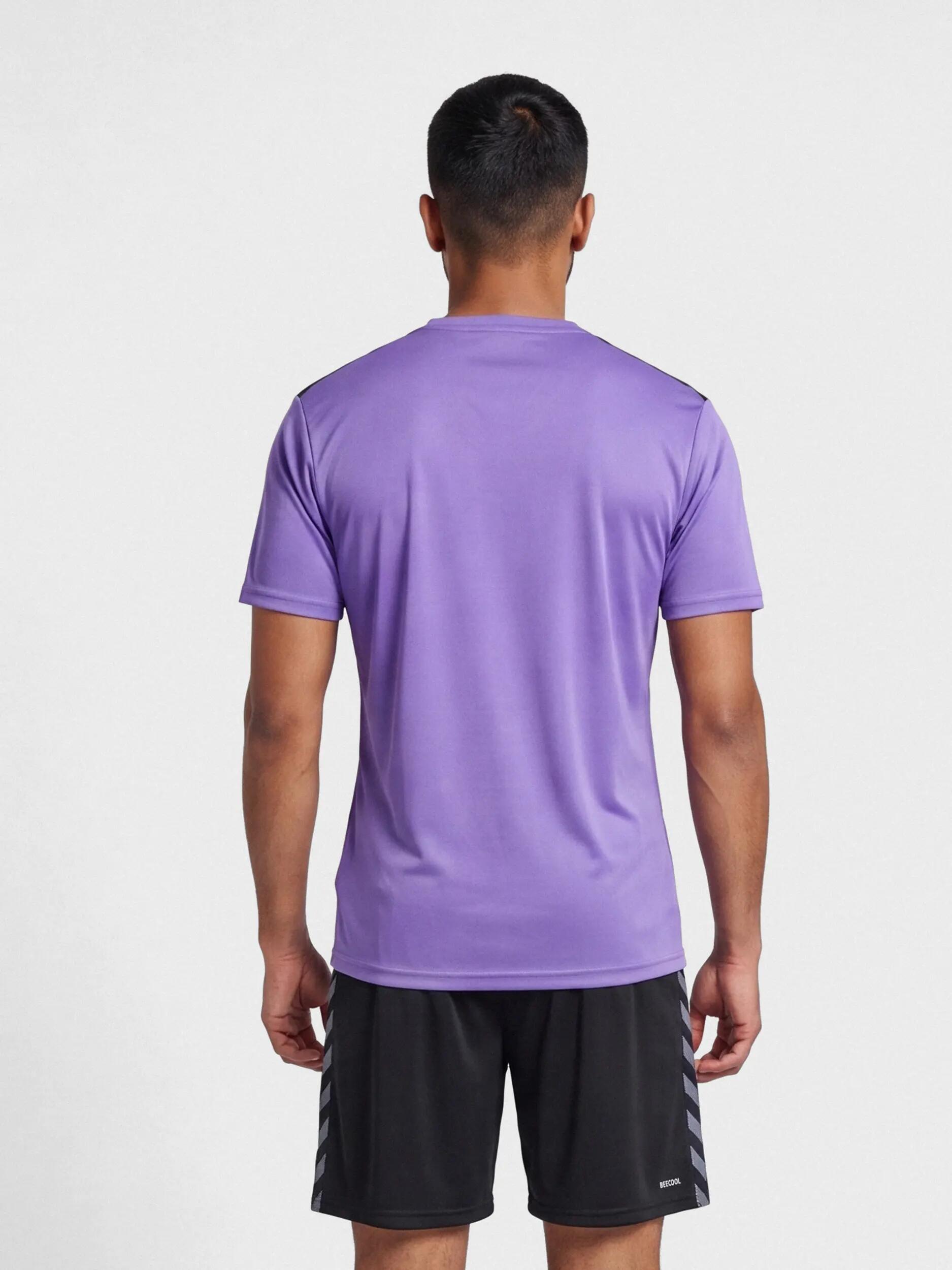 hummel T-shirt hmlAUTHENTIC PL JERSEY S/S en polyester – DAHLIA PURPLE/ASPHALT 2/3