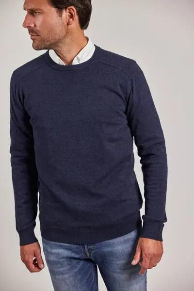 sebago Maglione Merino Crew in lana merino extra fine e cotone – BLUE 4/4