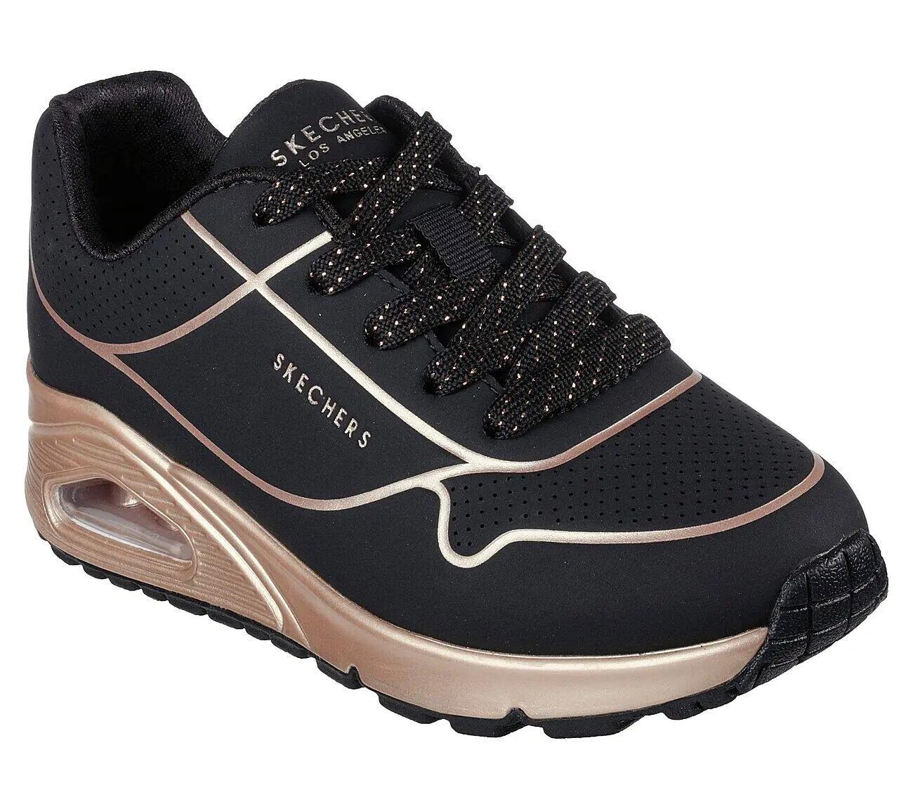 SKECHERS Uno Gen1 Cool Heels meisjessneaker zwart-goud 5/5