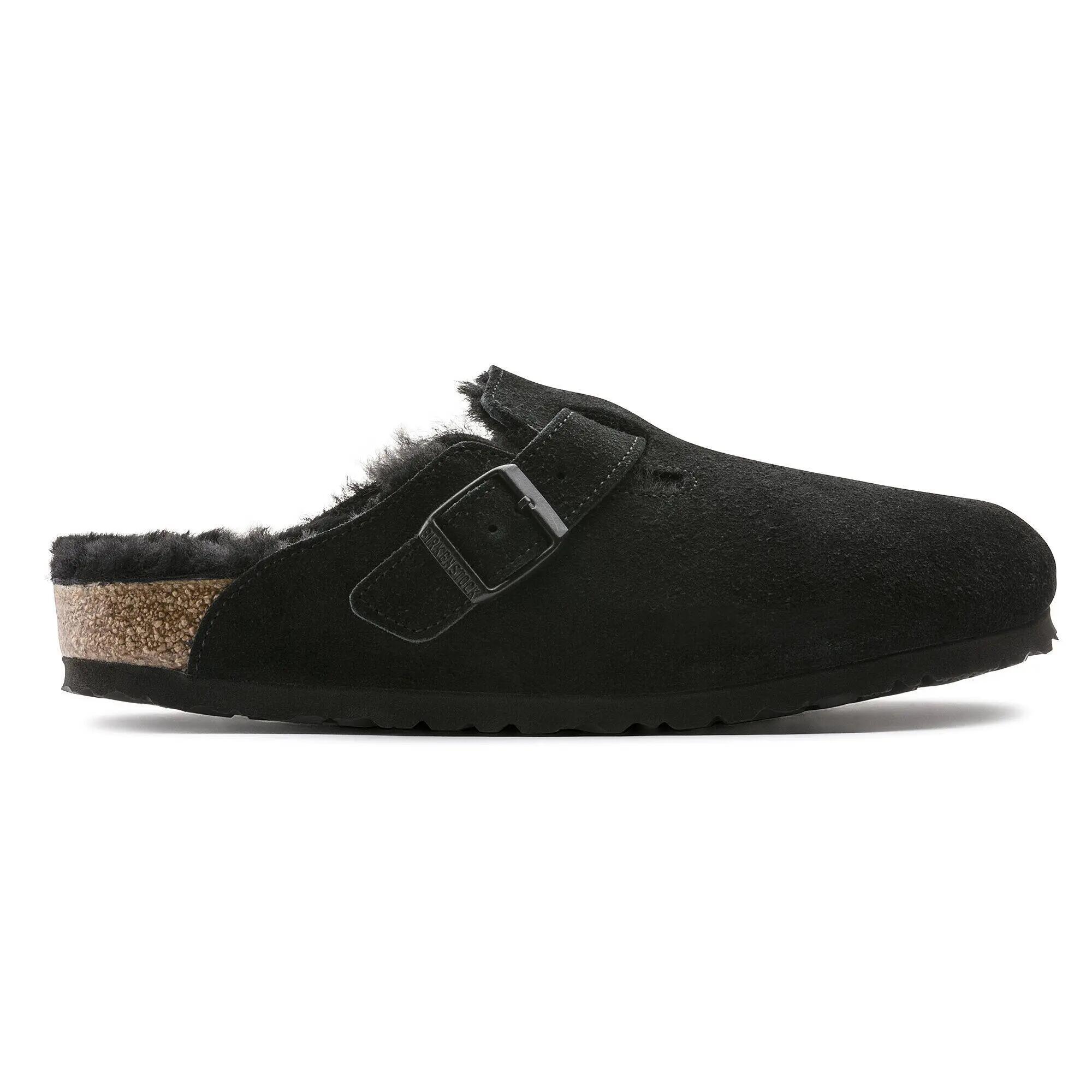 Unisex muły Birkenstock Boston Shearling czarne wąskie 0259883 9/12