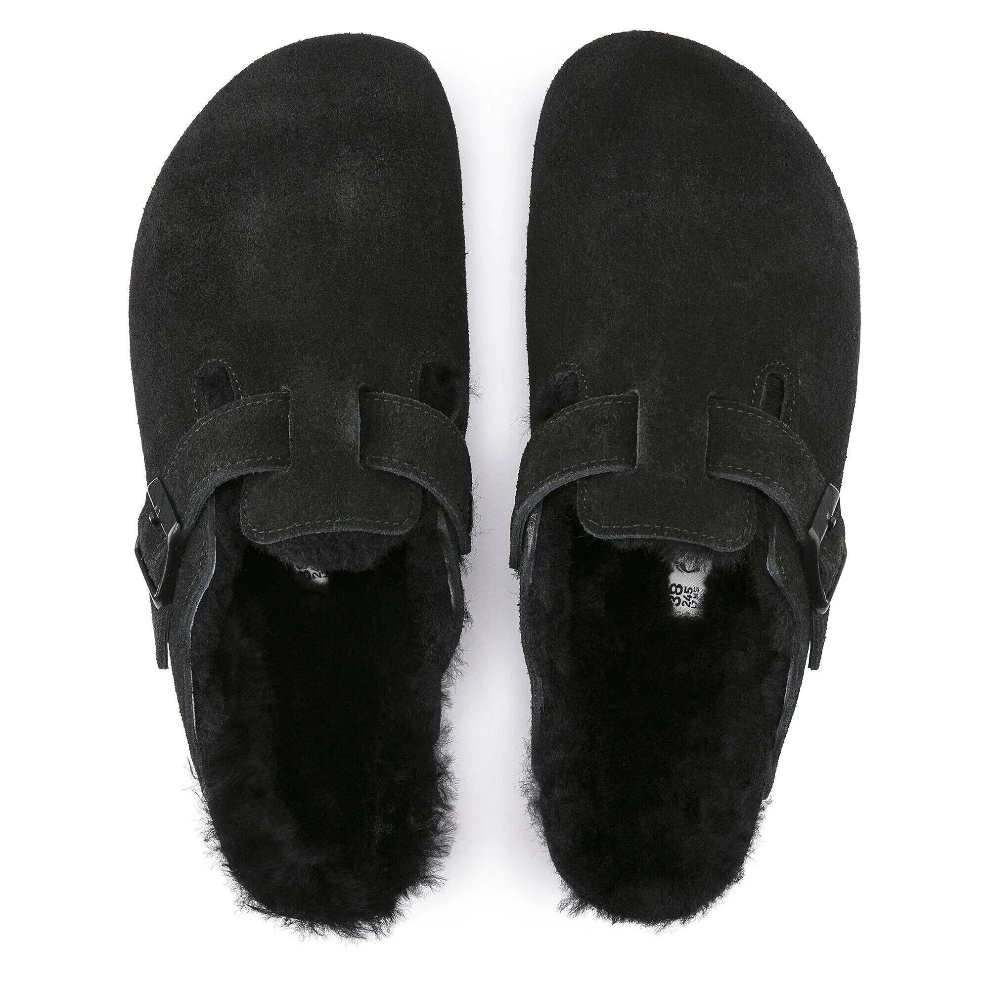 Unisex muły Birkenstock Boston Shearling czarne wąskie 0259883 12/12