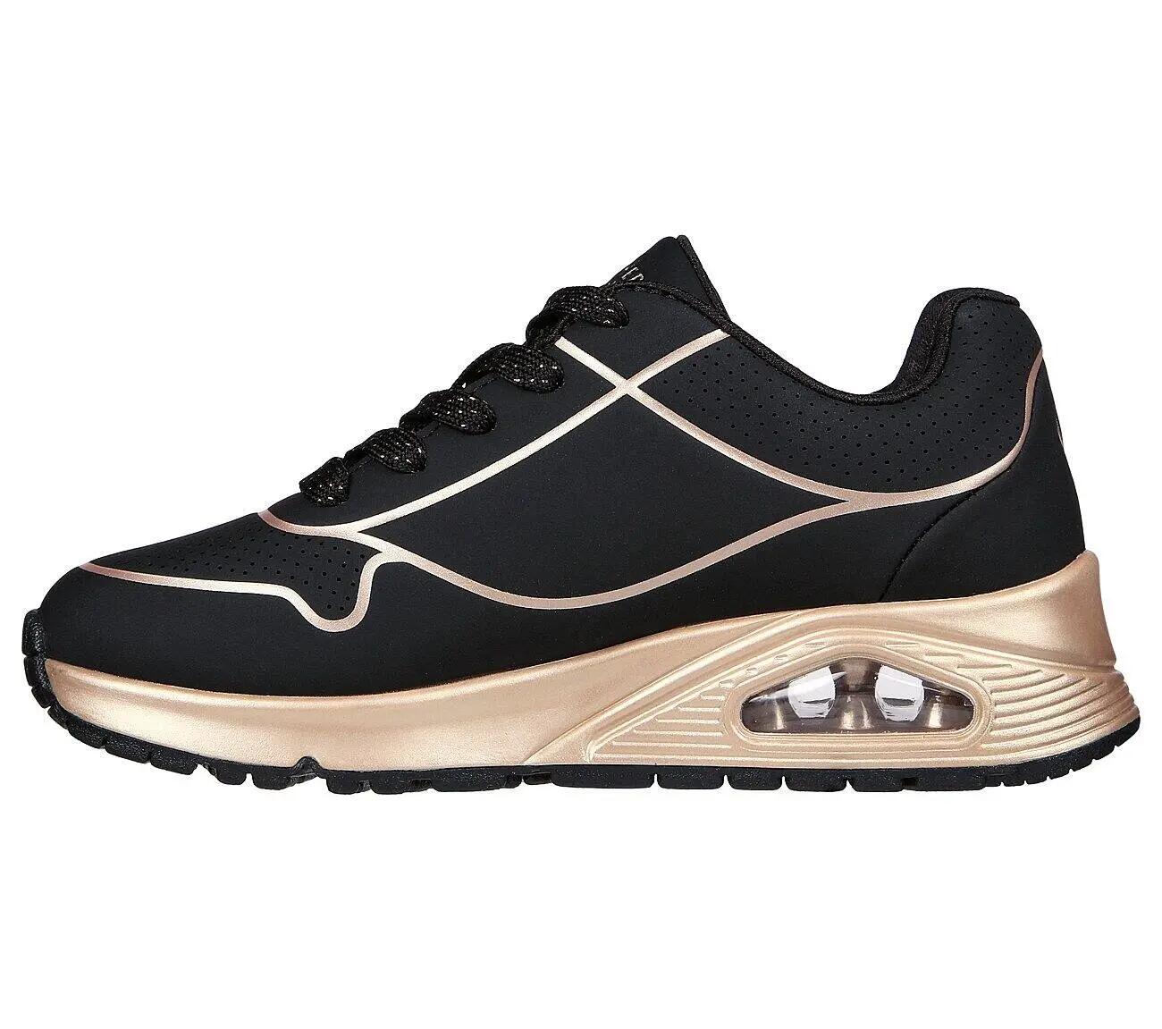 SKECHERS Uno Gen1 Cool Heels meisjessneaker zwart-goud 4/5