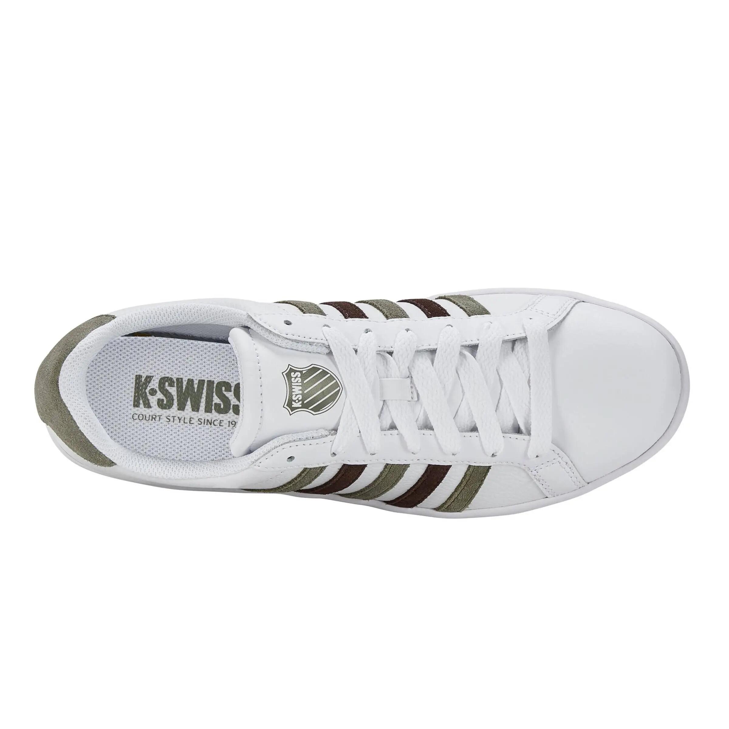 K-SWISS Court Tiebreak Low herensneaker, glad leer, wit-olijfgroen 7/7