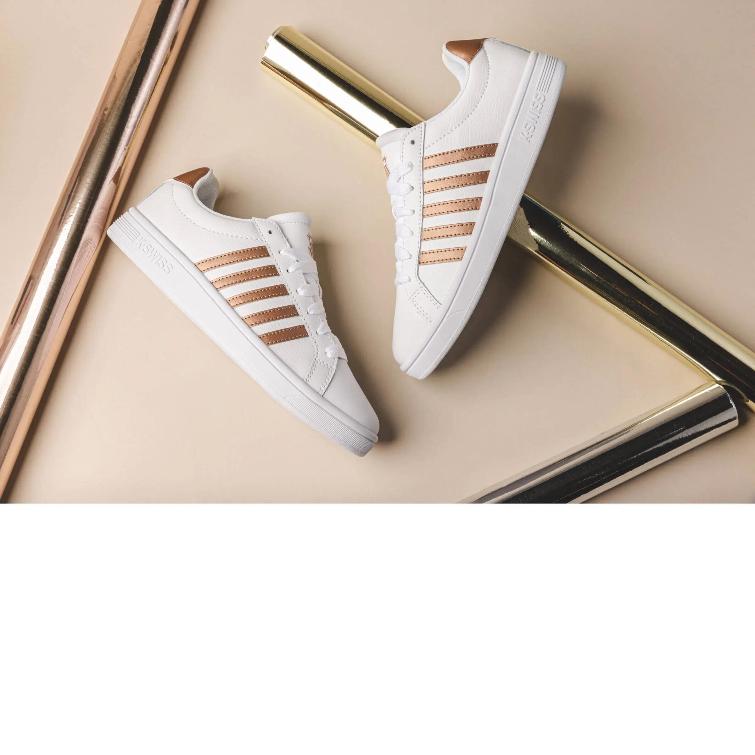 Chaussures K-SWISS Court Tiebreak Low femme, blanc, aspect cuir, lacets 6/15