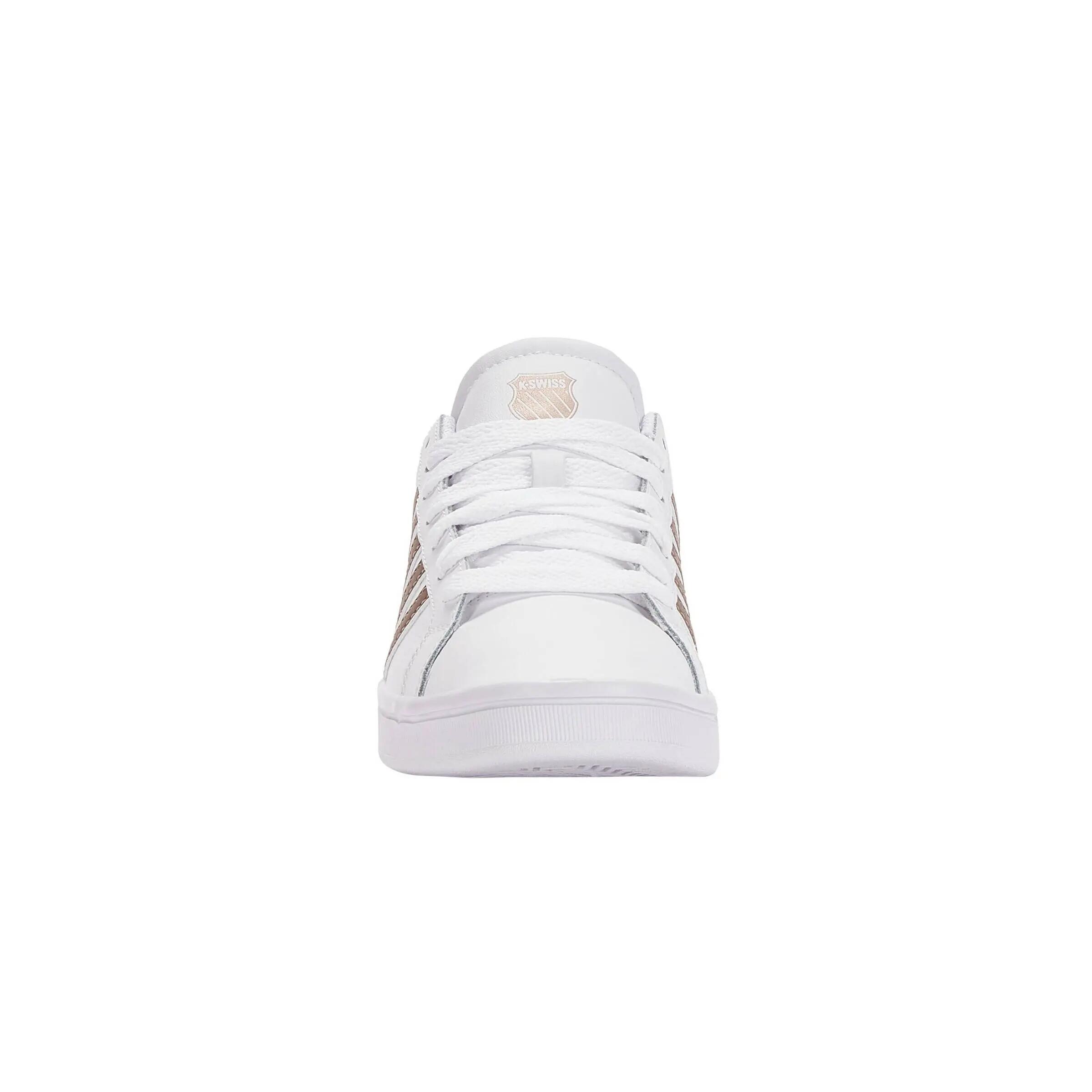 Chaussures K-SWISS Court Tiebreak Low femme, blanc, aspect cuir, lacets 14/15