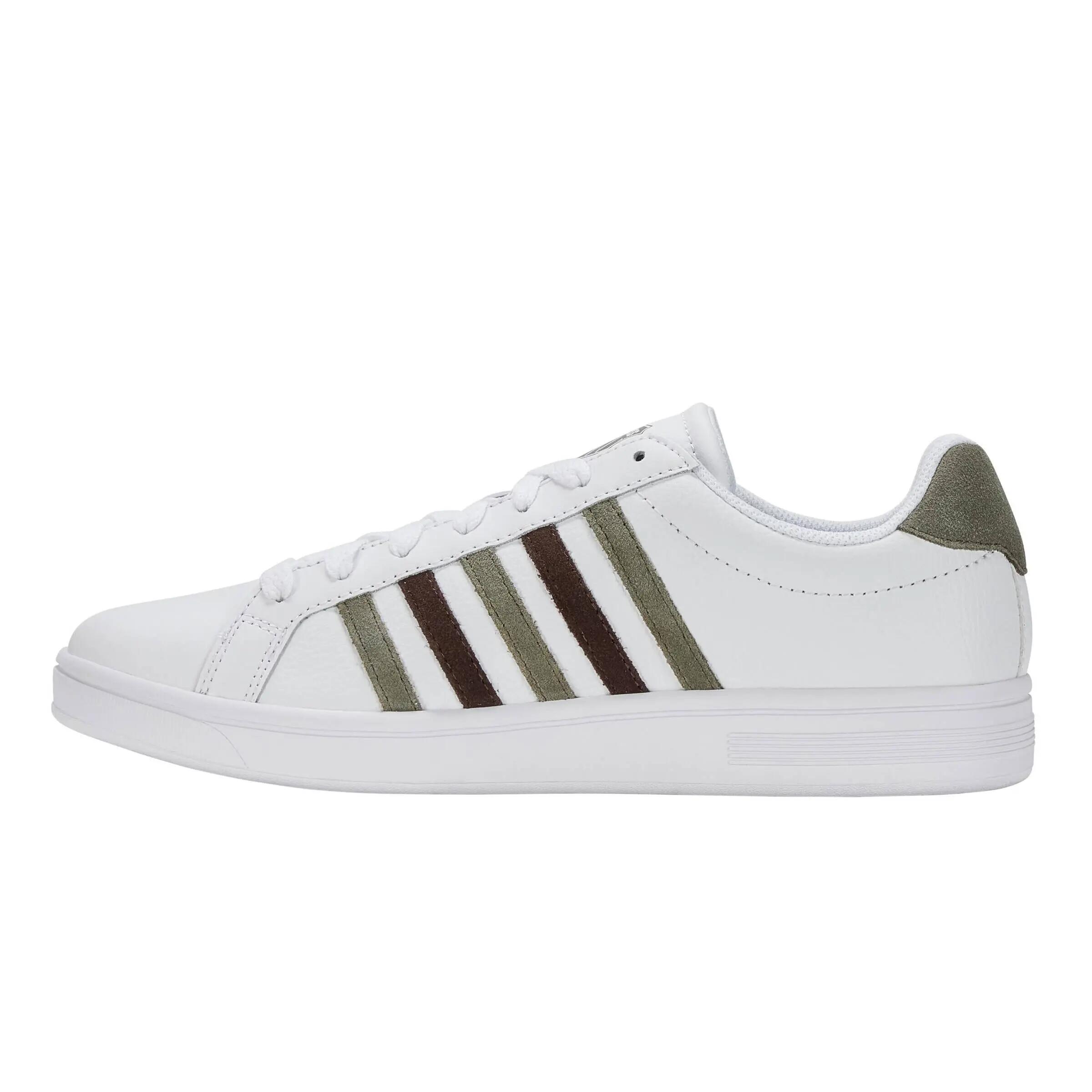K-SWISS Court Tiebreak Low herensneaker, glad leer, wit-olijfgroen 5/7