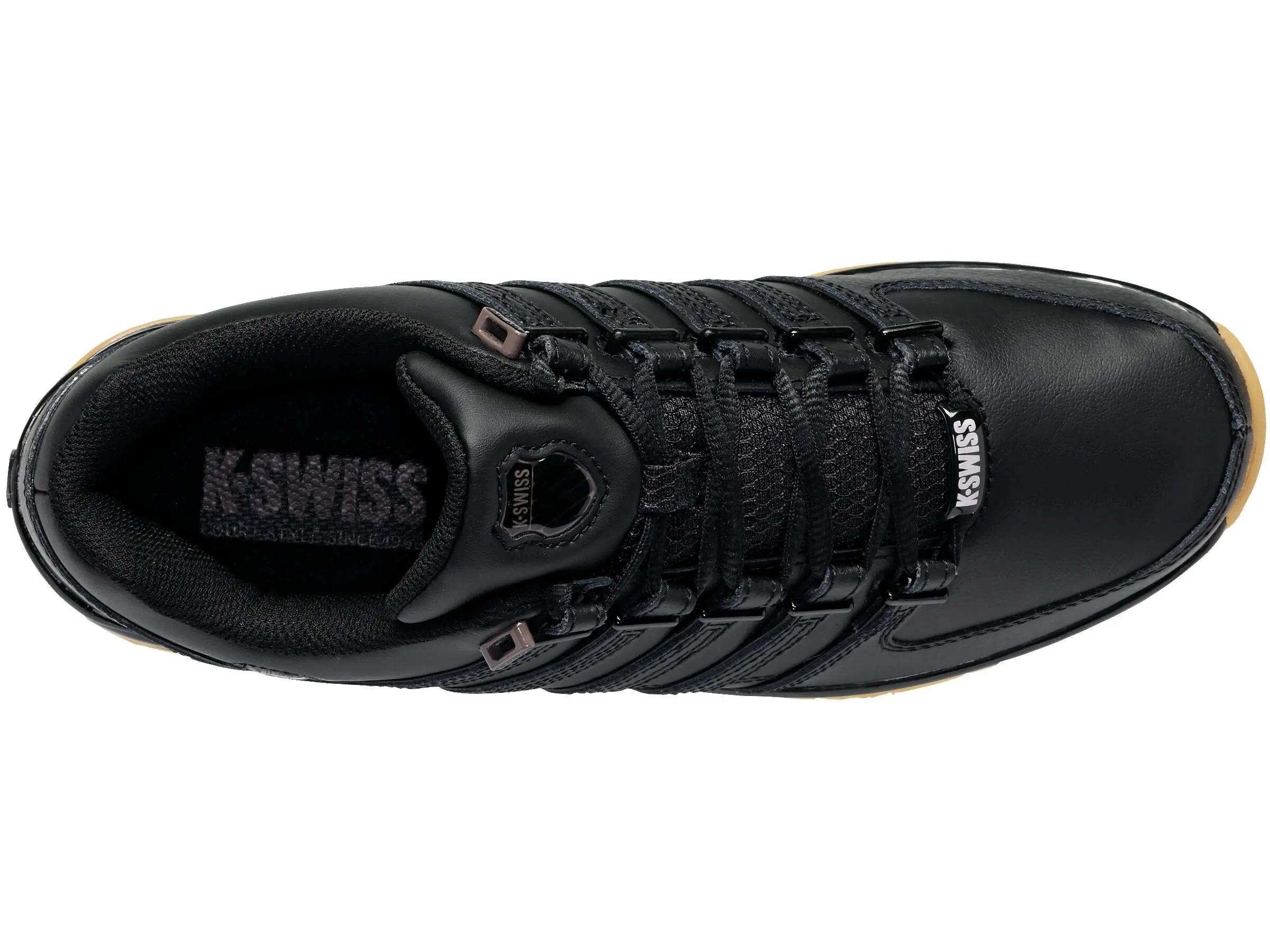 Heren Rinzler Leren Casual Flat Trainers (Zwart, Wit) 8/8