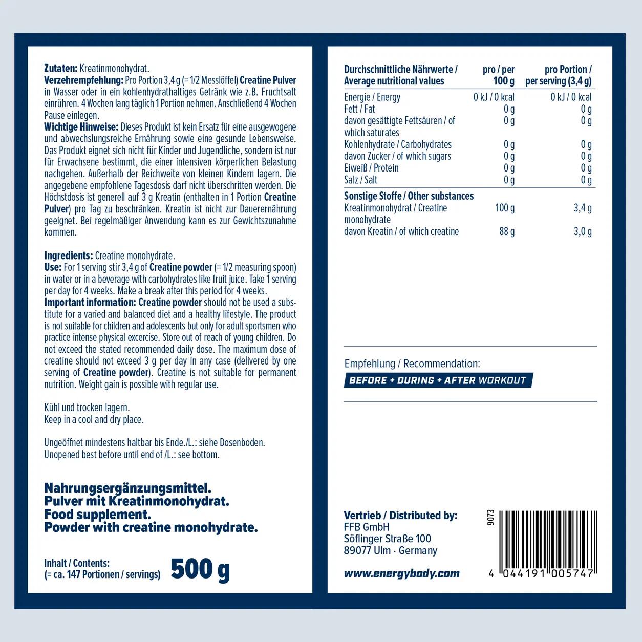 Creatine 100% geschmacksneutral 500g 3/3