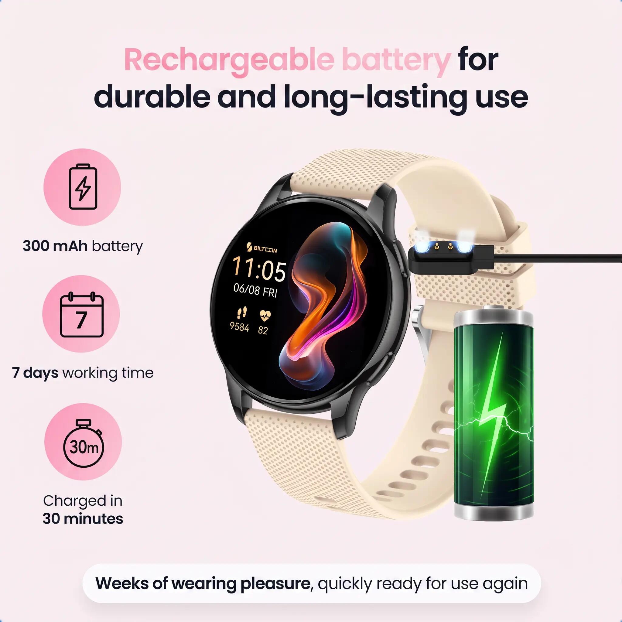 Smartwatch Auréa AMOLED hartslagmeter 5 bandjes zwart 12/14