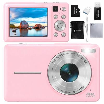 Digitale camera 4k 64 mp dubbele lens 16x zoom 64 gb roze