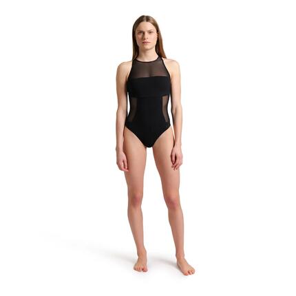 Maillot de bain Arena Mesh Panels Dos Swim pro Noir Femme