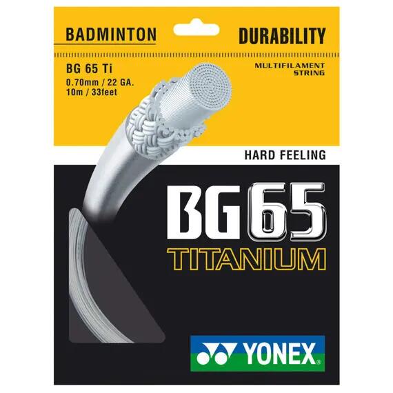 YONEX Badminton - výkonnostní - tlumení nárazů, vysoká síla - výplet 10 m - BG 65 Ti