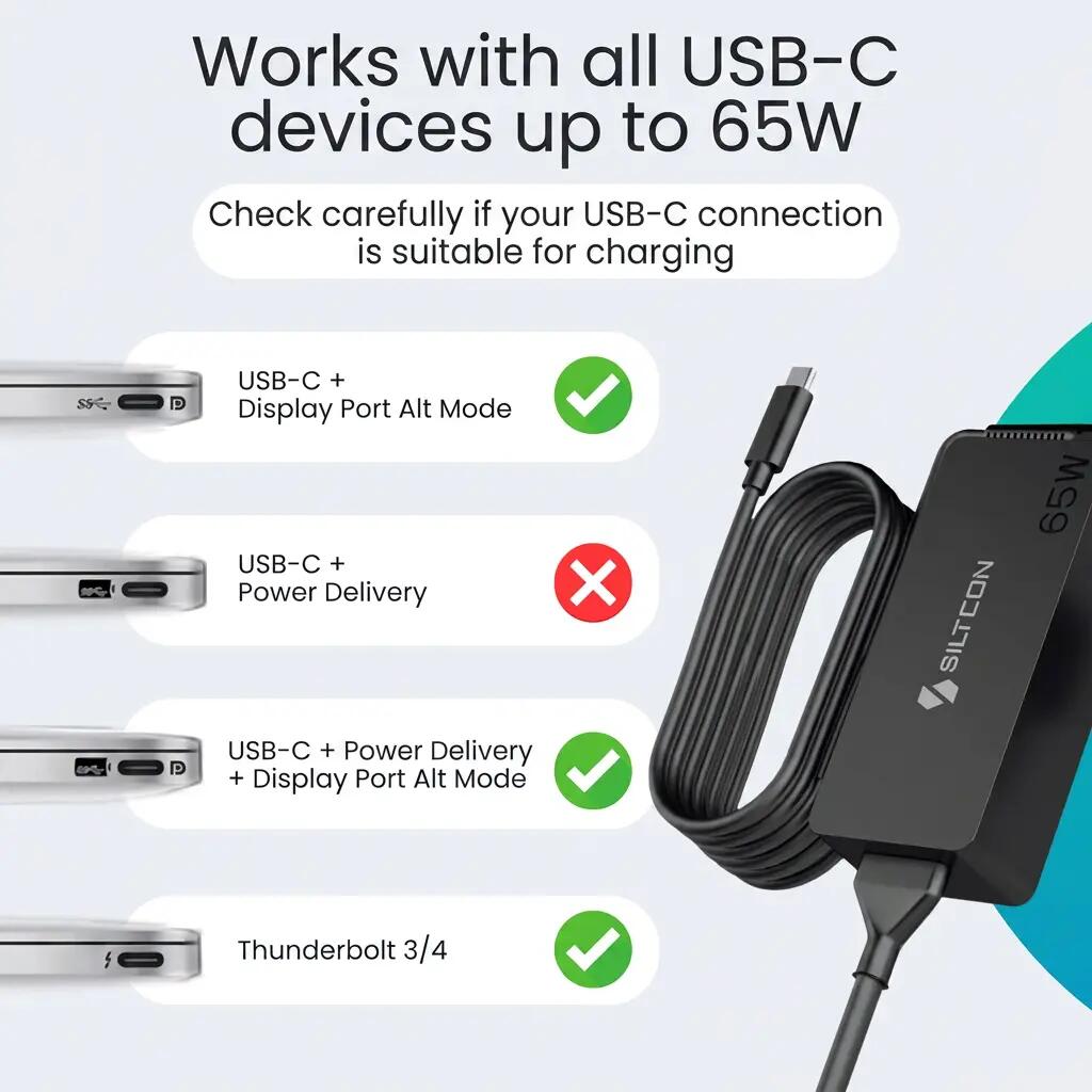 Laptopoplader USB-C 65W – 3m Kabel 12/14
