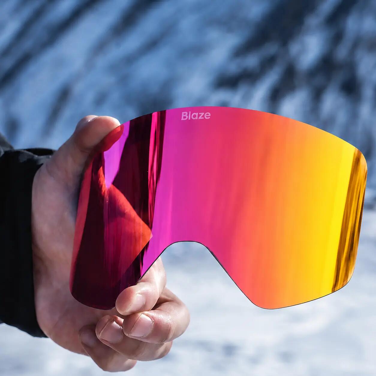 Unisex Wintersport Skibril Blaze Sunset Roze Cilindrisch 5/7
