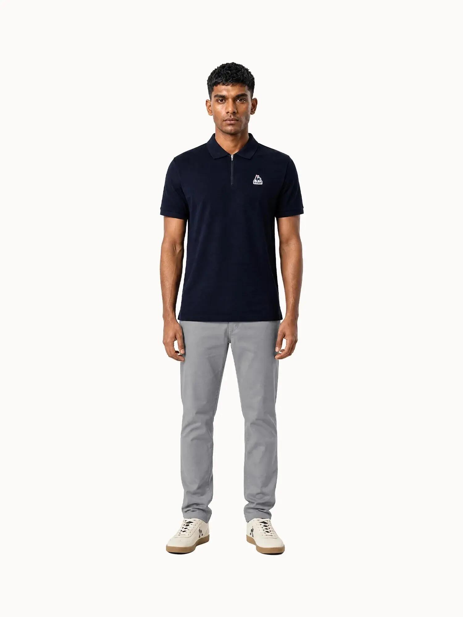 Polo demi-zippé en jersey de coton épais TRICOLORES 5/5