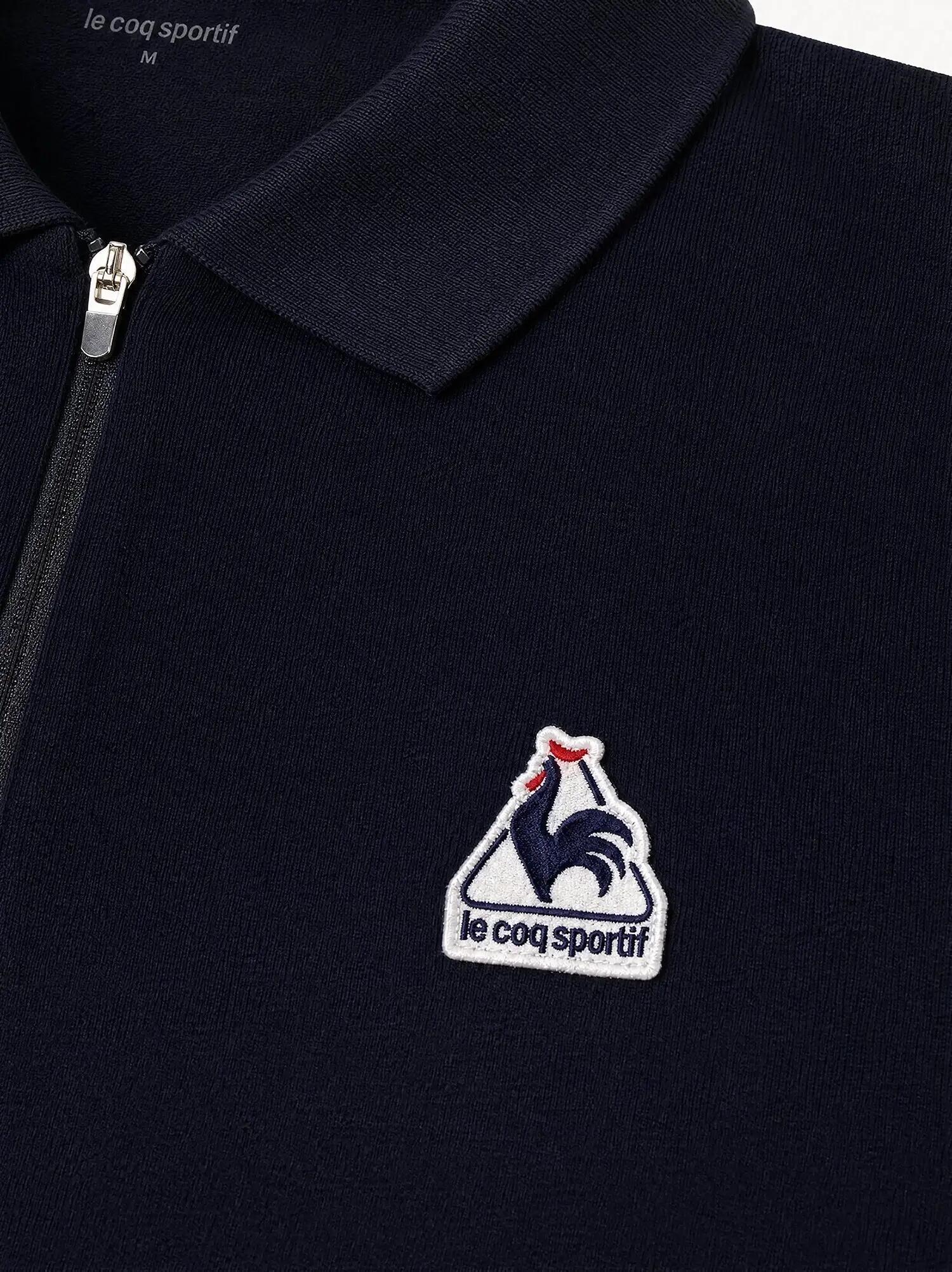Polo demi-zippé en jersey de coton épais TRICOLORES 4/5