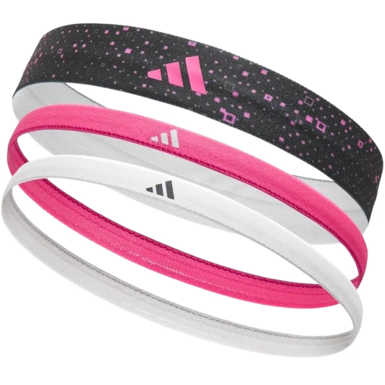 Adidas 3pk Hairbands Non-Slip Elastic One Size Washable in Graphic