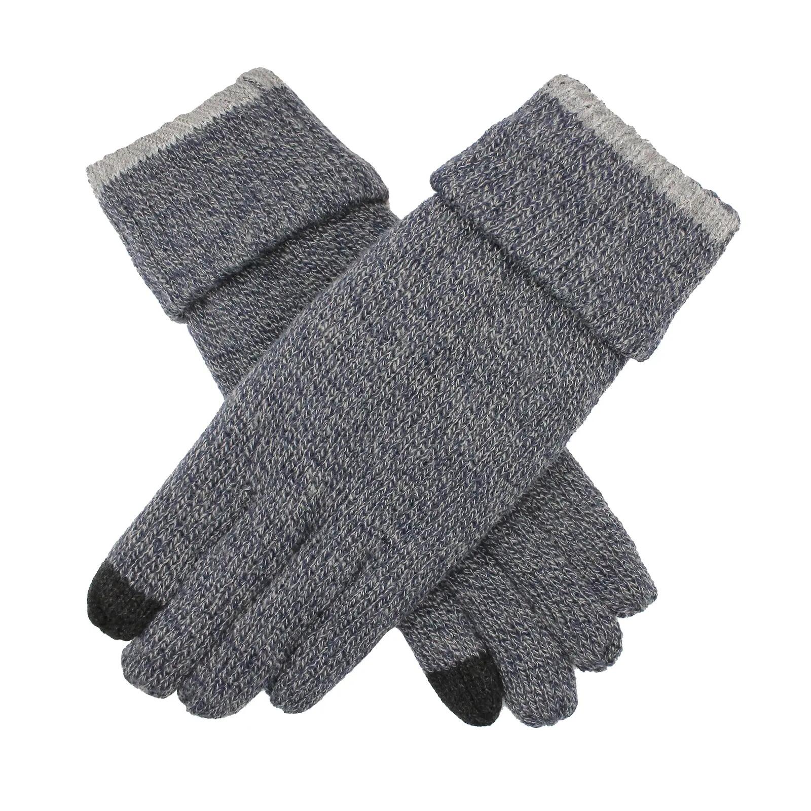 Dents Mens Thinsulate Lined Touchscreen Knit Gloves with Rollover Cuff