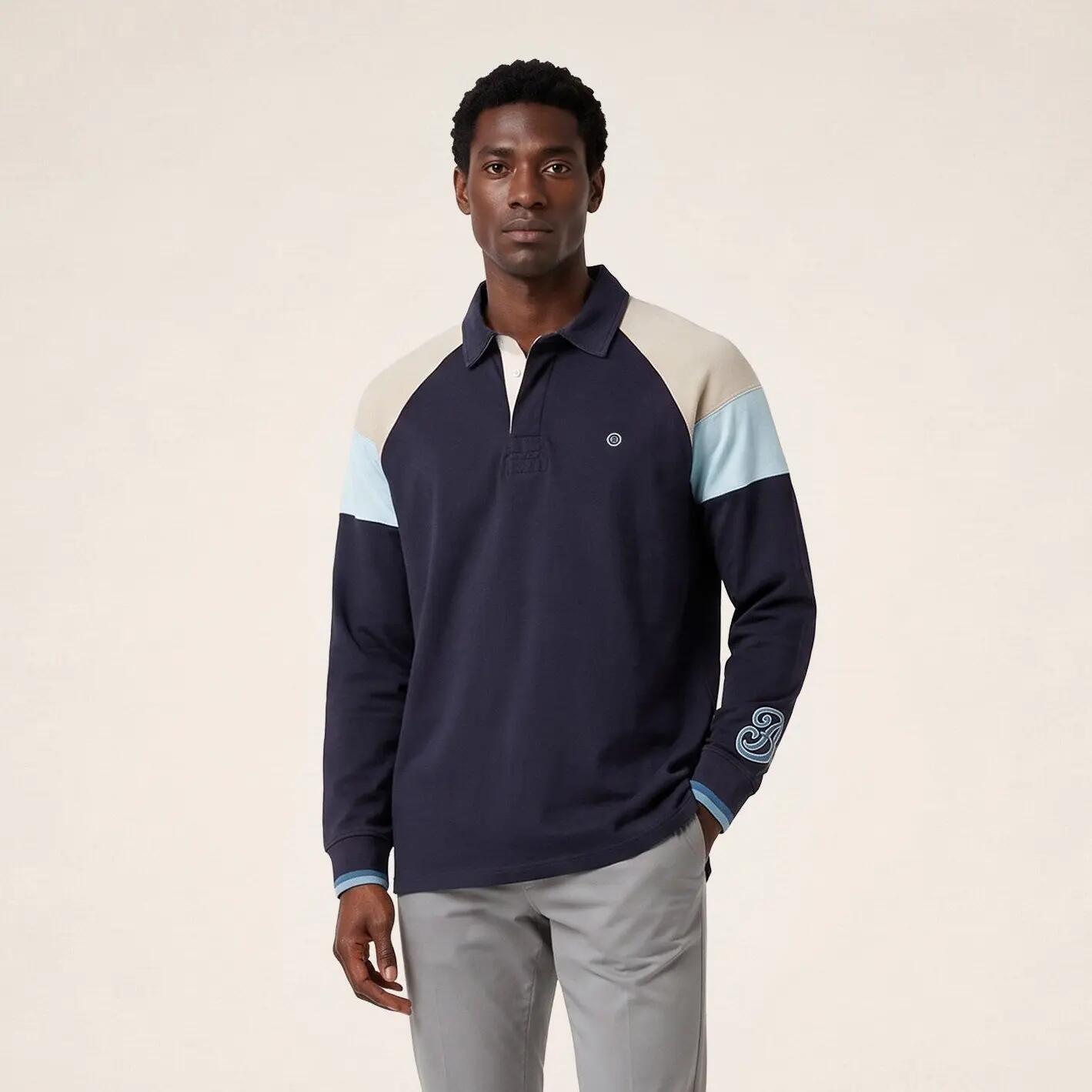 Driekleurig raglan-poloshirt met lange mouwen 2/6