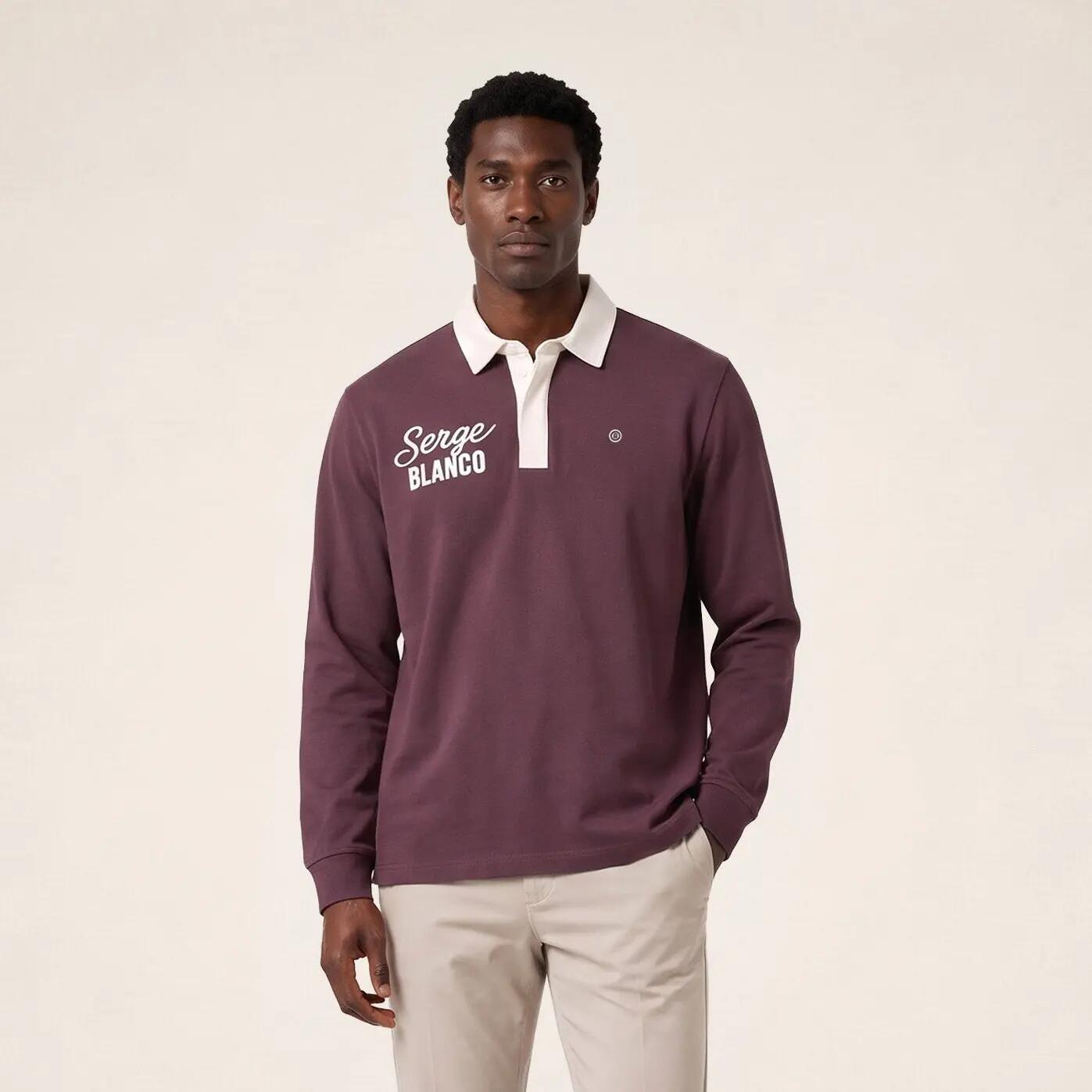 Polo de rugby de manga larga con cuello en contraste 2/6